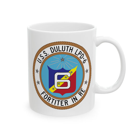 USS Duluth LPD-6 Crest Coffee Mug - Double Sided Print, White Ceramic, 11oz by TheGlassyLass.com