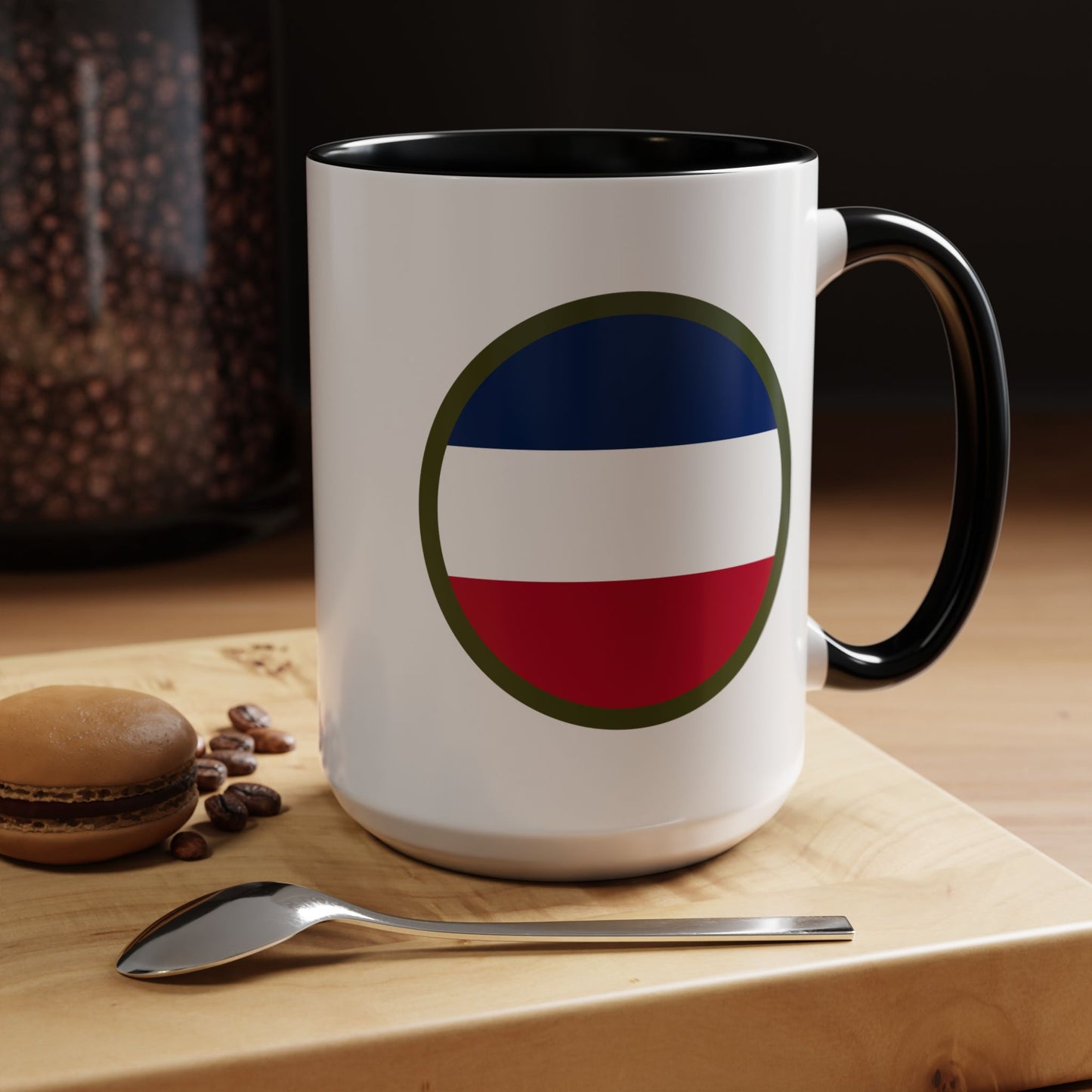Army Forces Command (FORSCOM) Insignia Coffee Mug - Double Sided Black Accent Ceramic 15oz - by TheGlassyLass.com