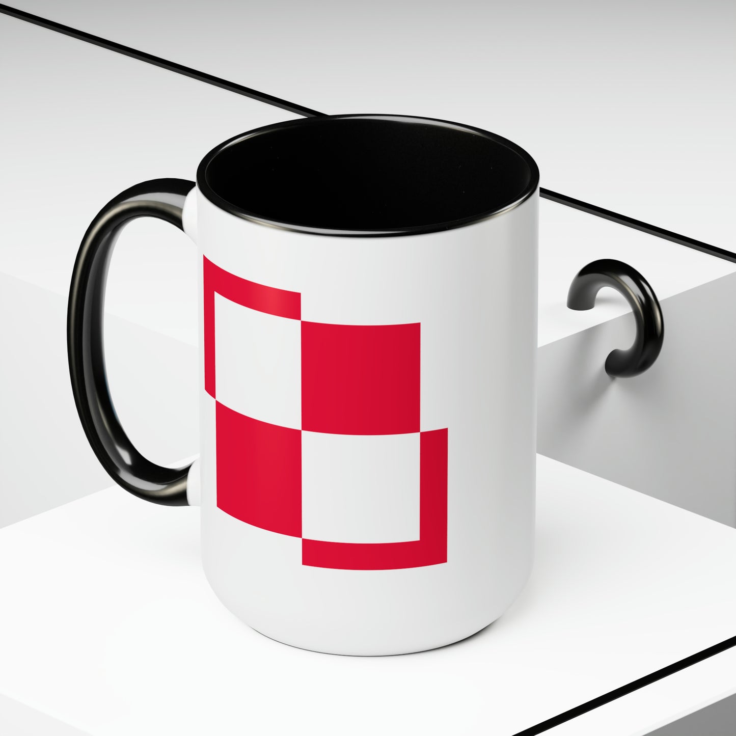 Polish Air Force Roundel Coffee Mug - Double Sided Black Accent Ceramic 15oz - by TheGlassyLass.com