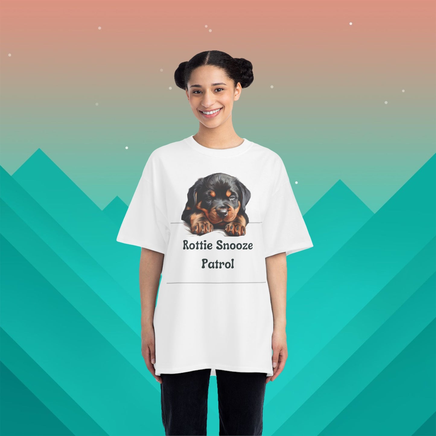 Rottie Snooze Patrol T-Shirt: (Hanes Beefy-T 100% Preshrunk Cotton Custom Printed by TheGlassyLass.com