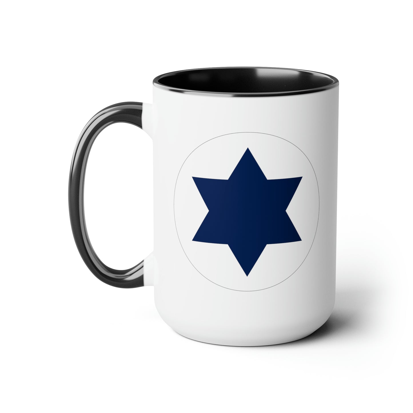 Israeli Air Force Roundel Coffee Mug - Double Sided Black Accent Ceramic 15oz - by TheGlassyLass.com