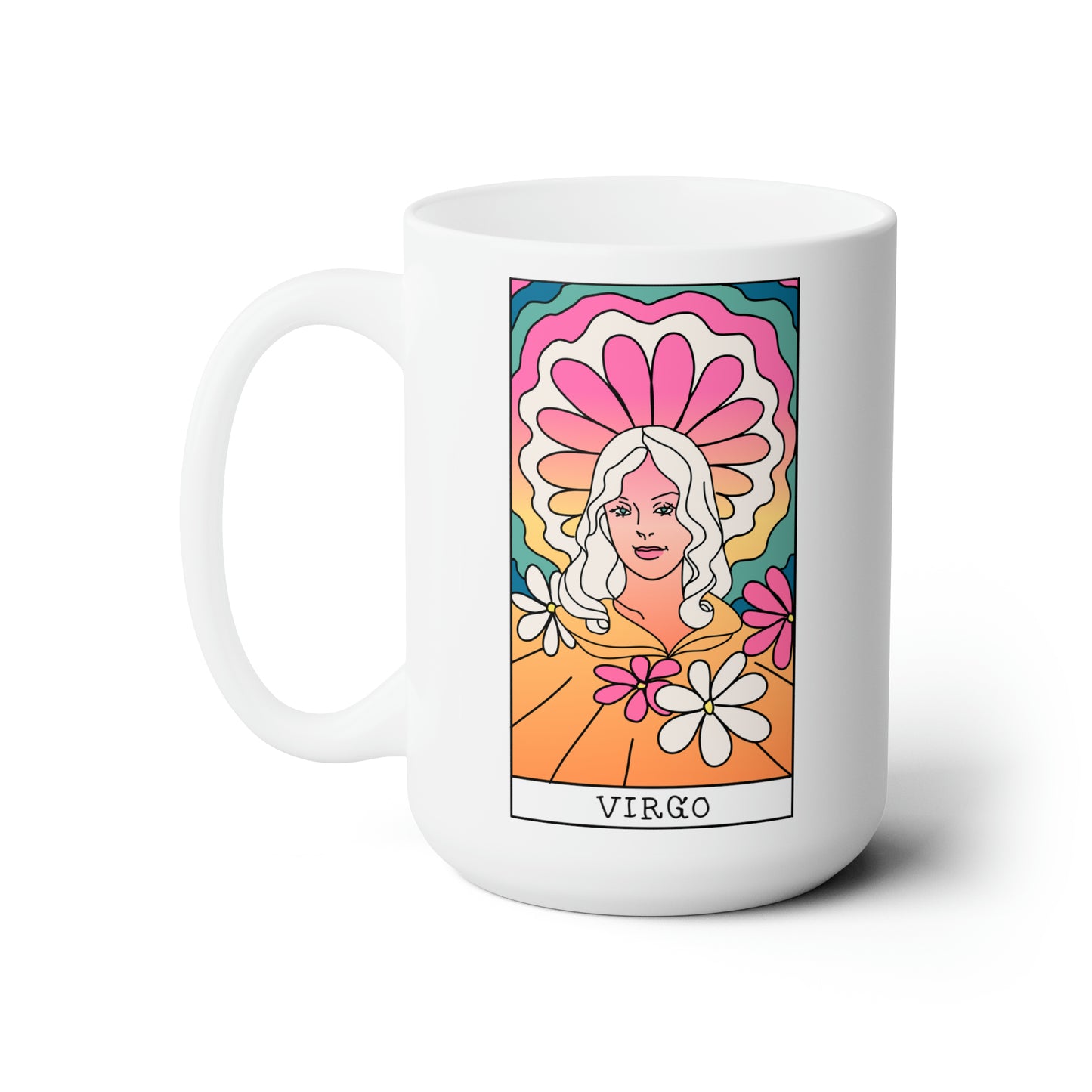Virgo Tarot Card Coffee Mug - Double Sided White Ceramic 15oz - by TheGlassyLass.com