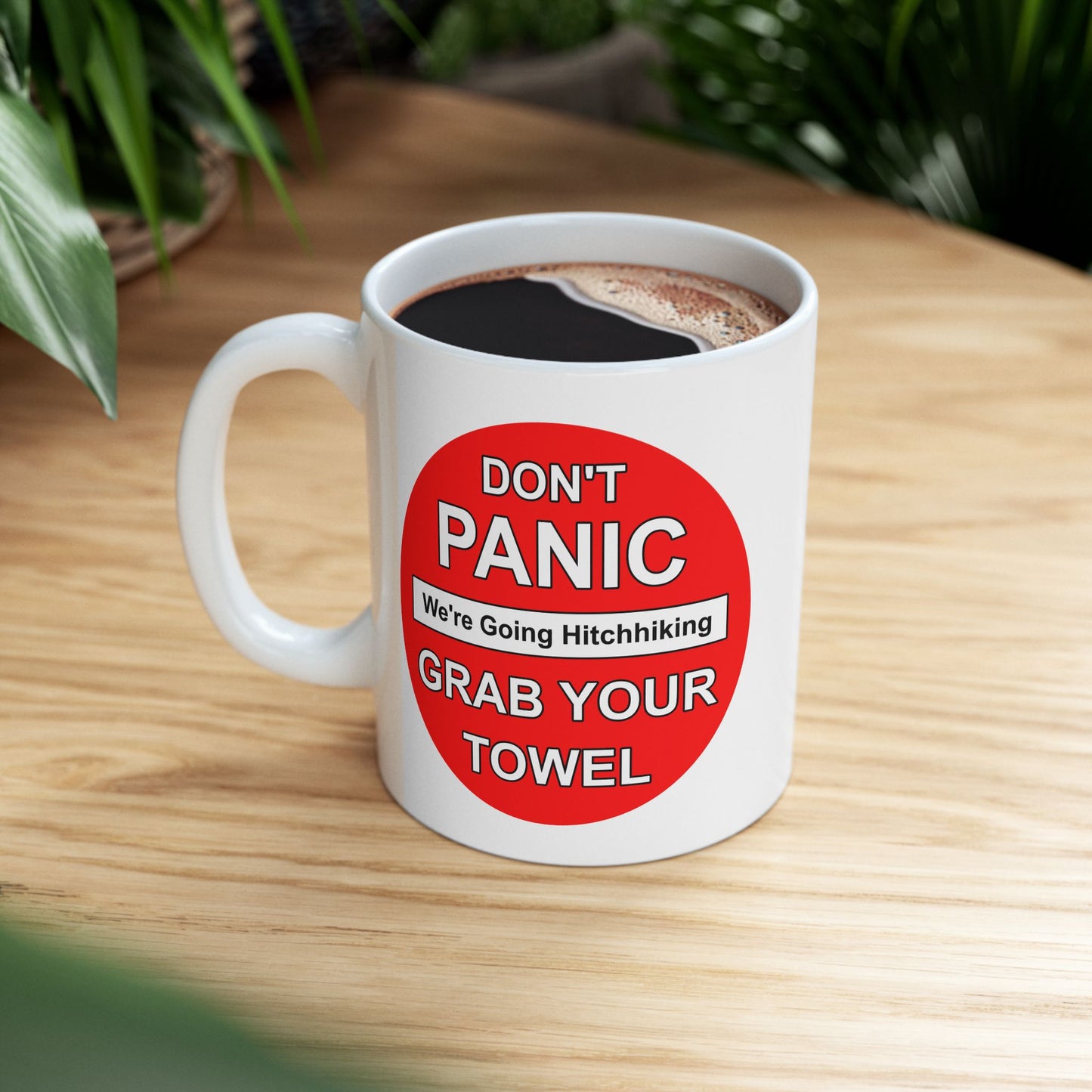 Don't Panic Coffee Mug - Double Sided White Ceramic 11oz by TheGlassyLass.com