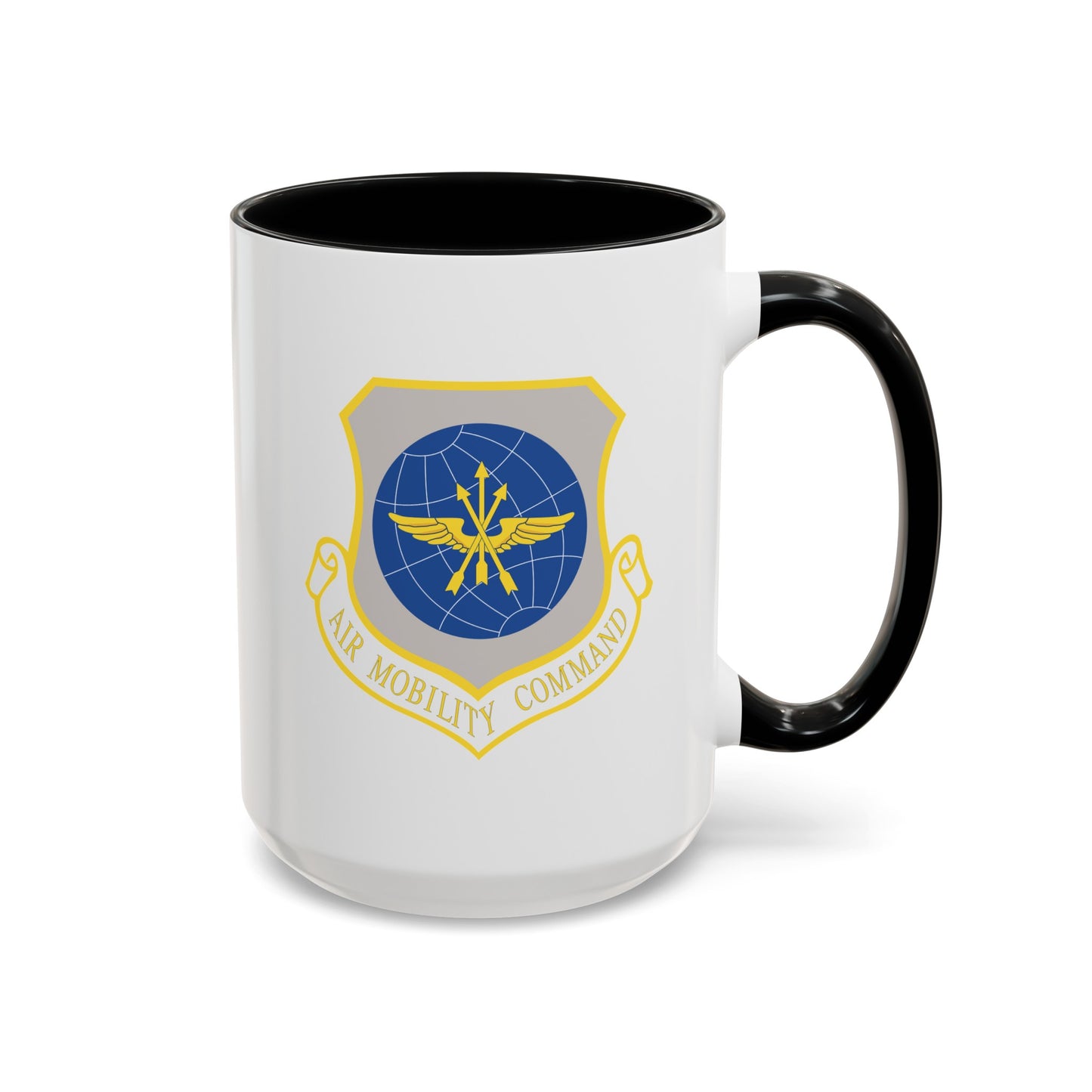 US Air Force Air Mobility Command - Double Sided Black Accent White Ceramic Coffee Mug 15oz by TheGlassyLass.com