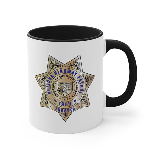 Arizona Highway Patrol Trooper Coffee Mug - Doubled Sided Black Accent White Ceramic 11oz by TheGlassyLass.com