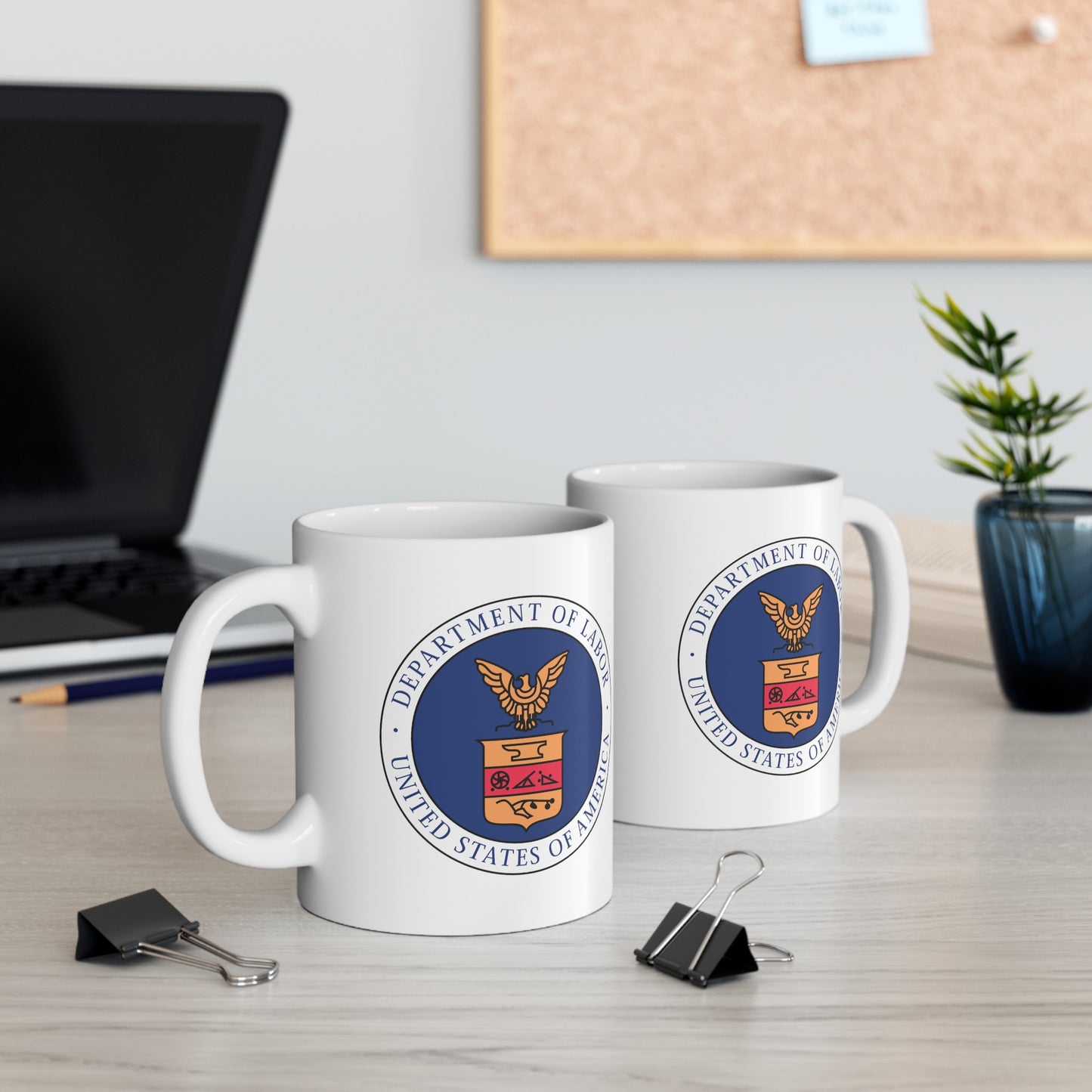 Department of Labor Coffee Mug - Double Sided White Ceramic 11oz by TheGlassyLass.com
