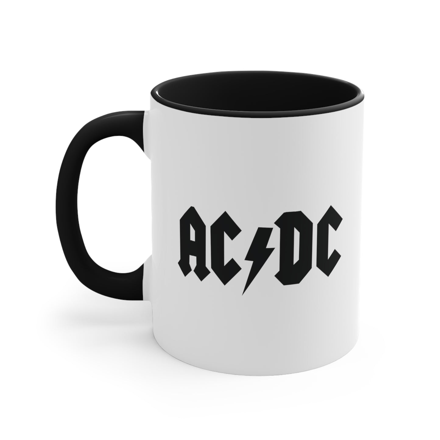 AC/DC Coffee Mug - Double Sided Black Accent White Ceramic 11oz by TheGlassyLass