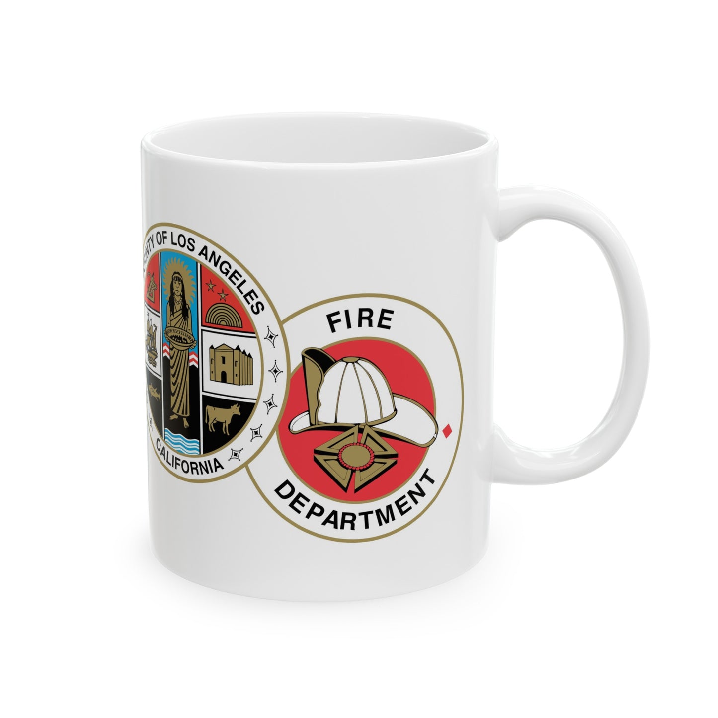Los Angeles County Fire Department Coffee Mug - Double Sided Print White Ceramic 11oz by TheGlassyLass.com