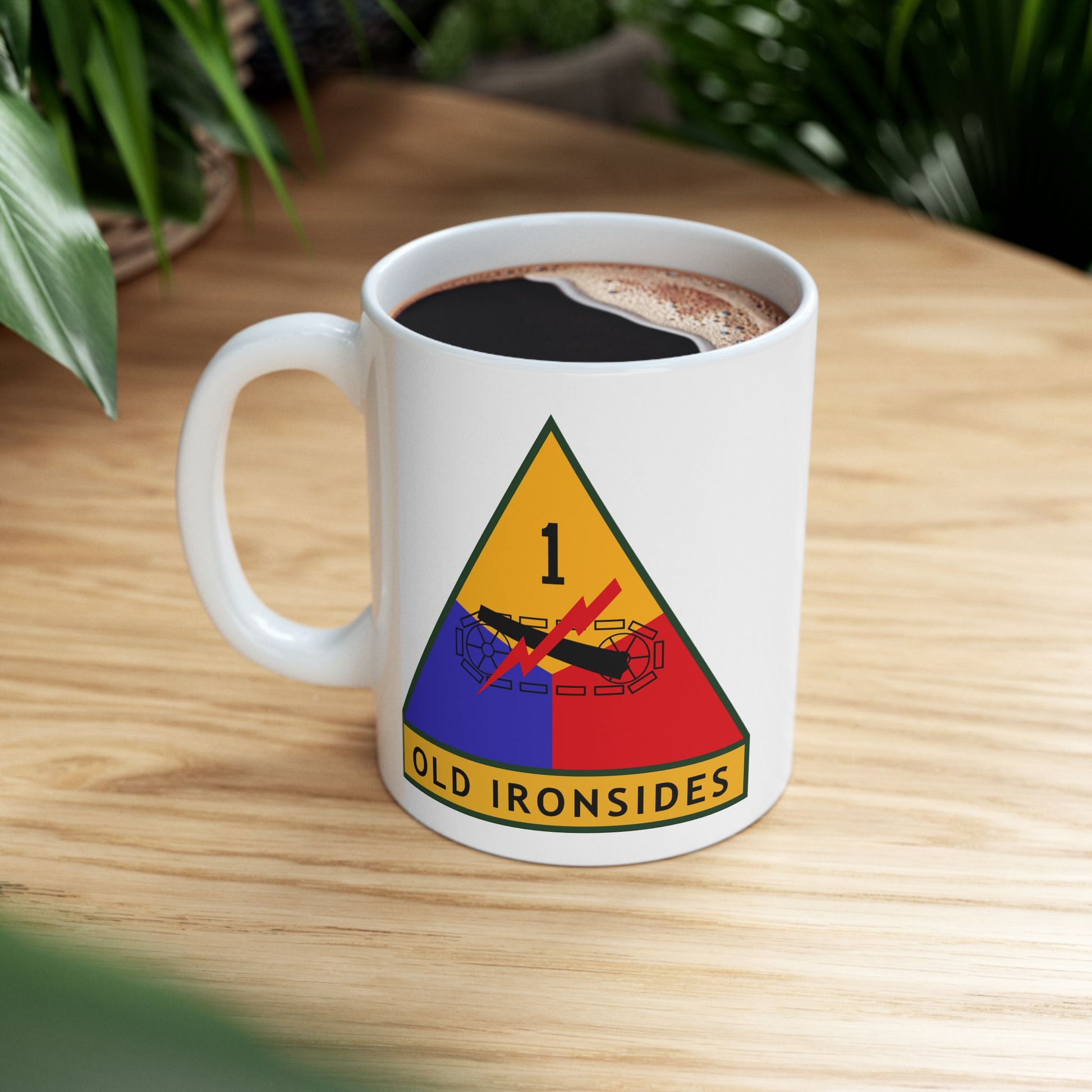 US Army 1st Armored Division Insignia - Double Sided White Ceramic Coffee Mug 11oz by TheGlassyLass.com
