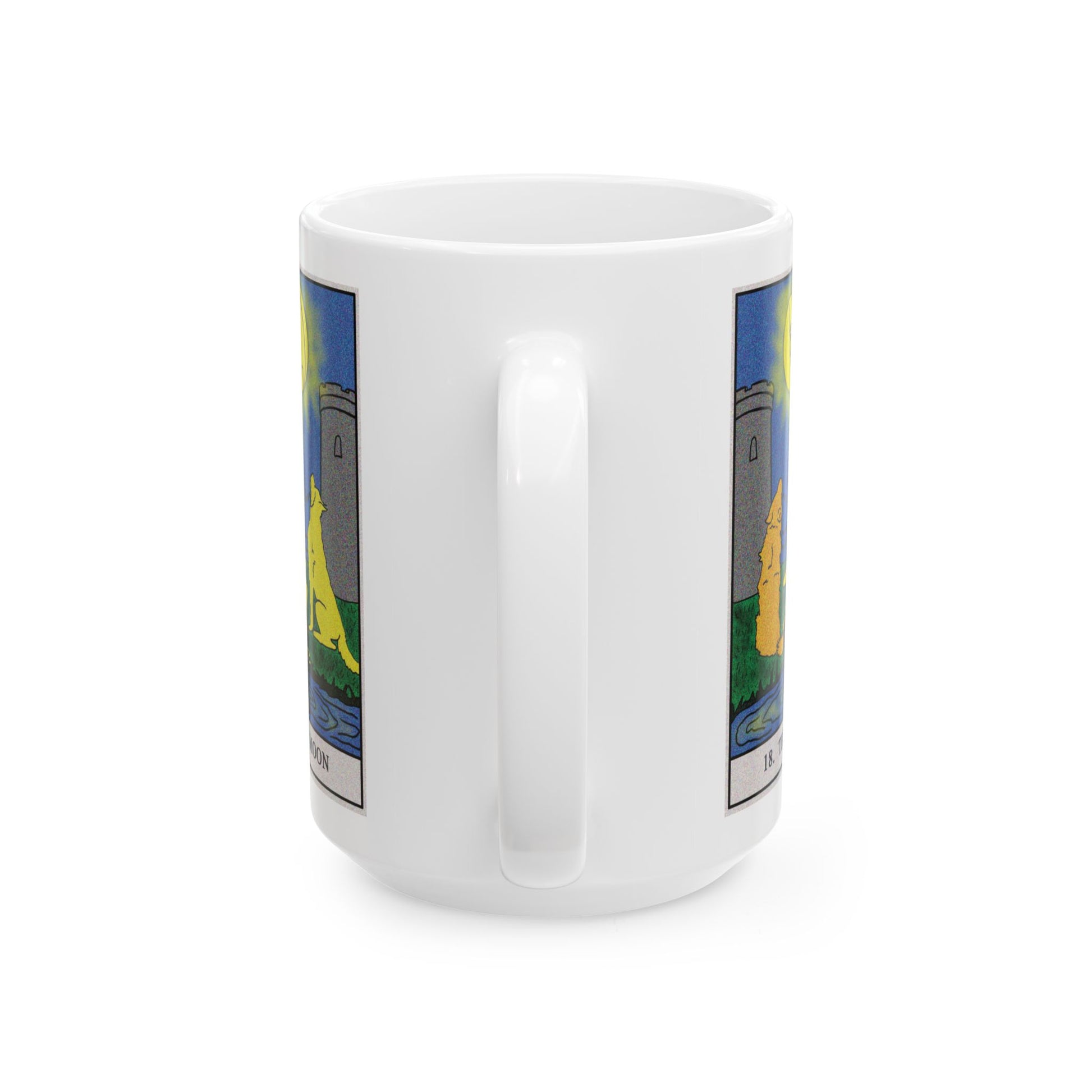 The Moon Tarot Card Coffee Mug - Double Sided White Ceramic 15oz by TheGlassyLass.com