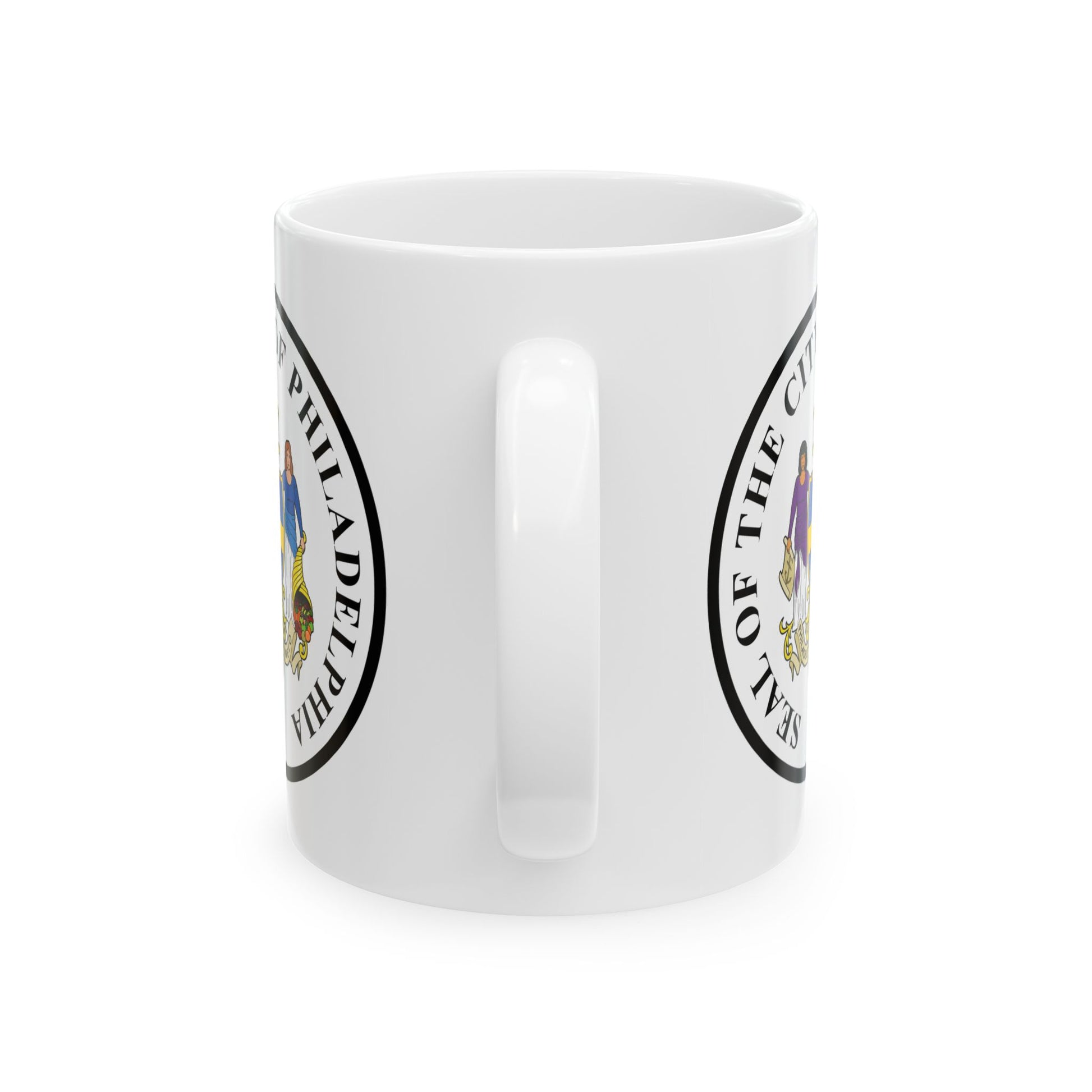 City of Philadelphia Coffee Mug - Double Sided Print, White Ceramic, 11oz by TheGlassyLass.com