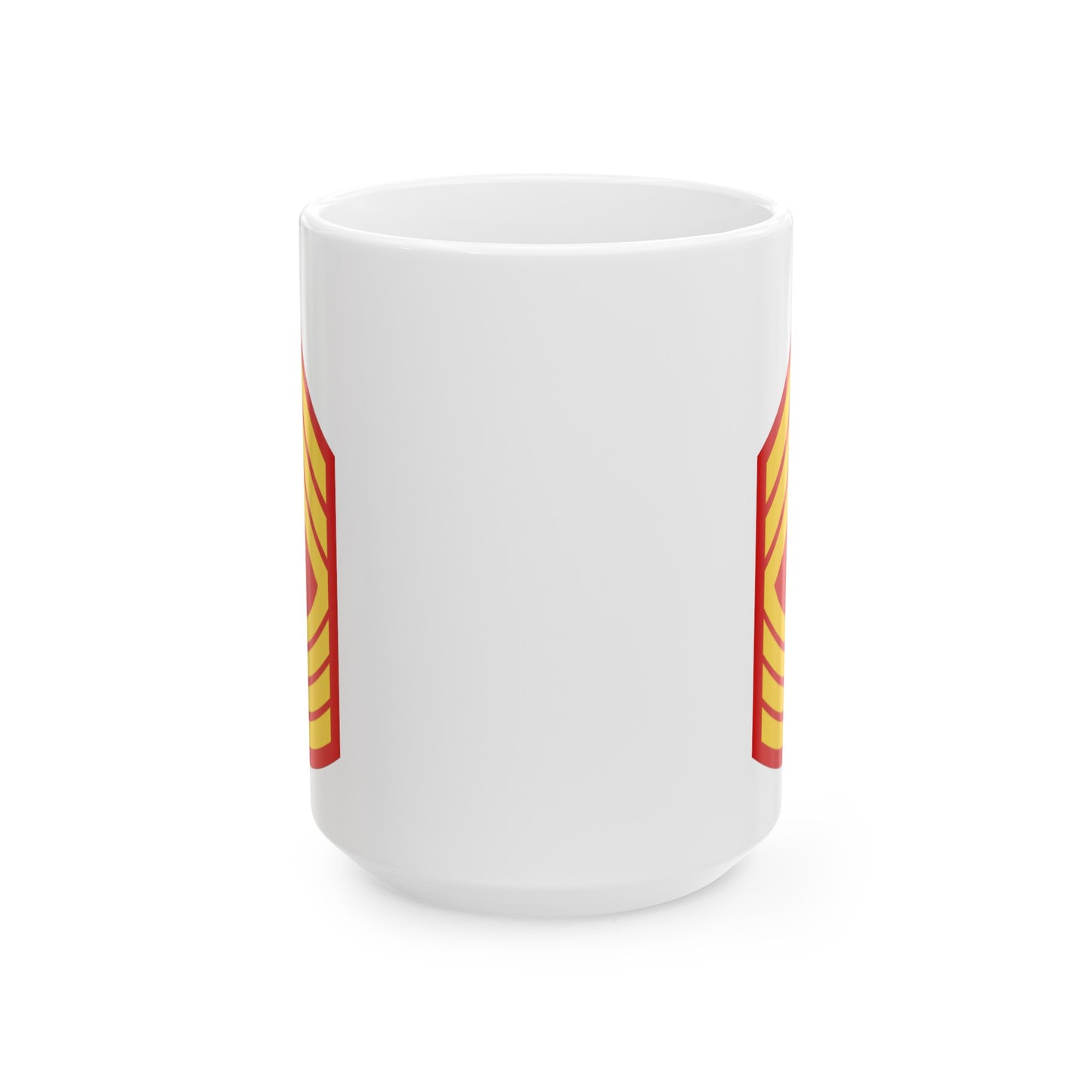 United States Marine Corps Sergeant Major (E-9) Chevron Coffee Mug - Double Sided White Ceramic 15oz - by TheGlassyLass.com