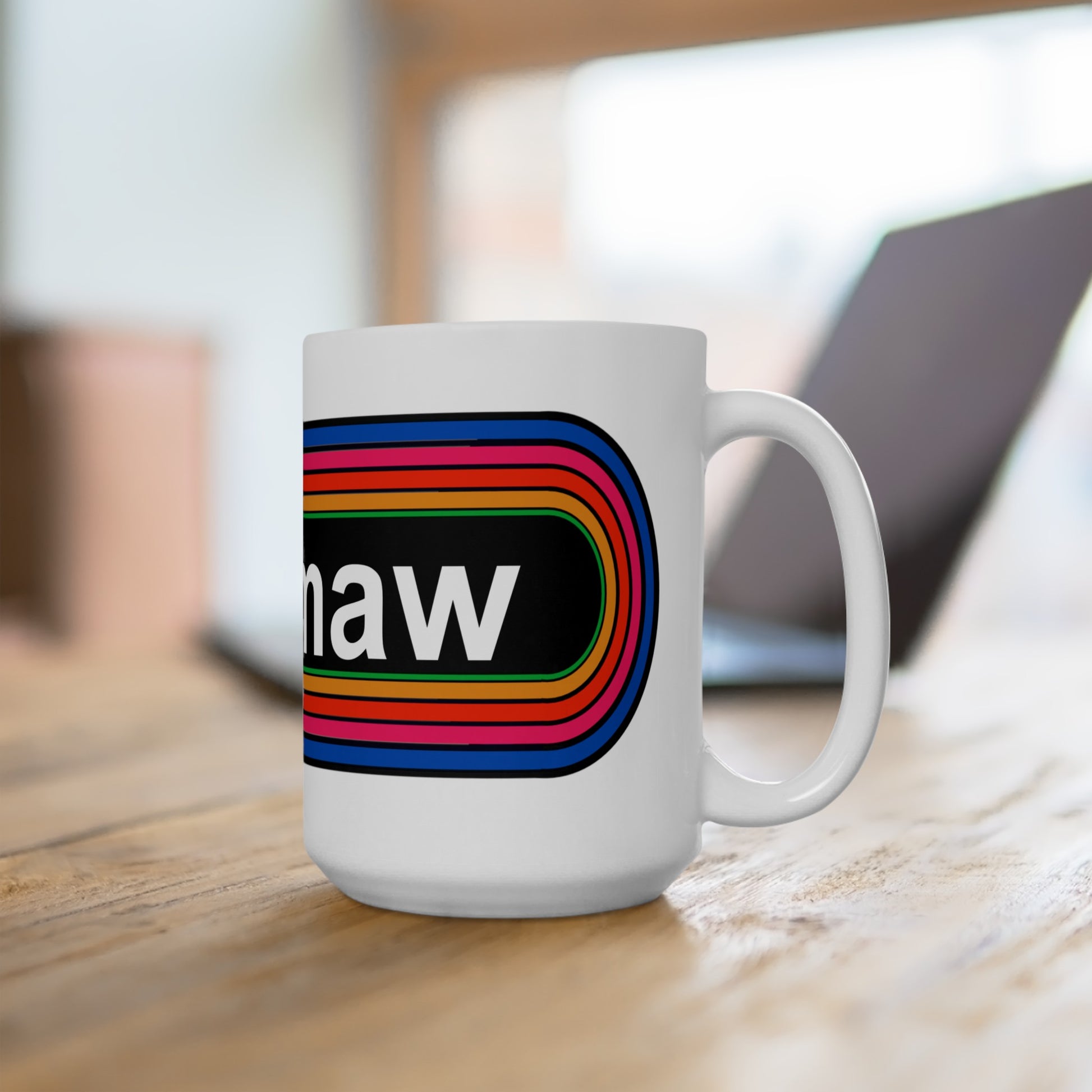 Rainbow Meemaw Pronouns Coffee Mug - Wrap Print White Ceramic 15oz - by TheGlassyLass.com