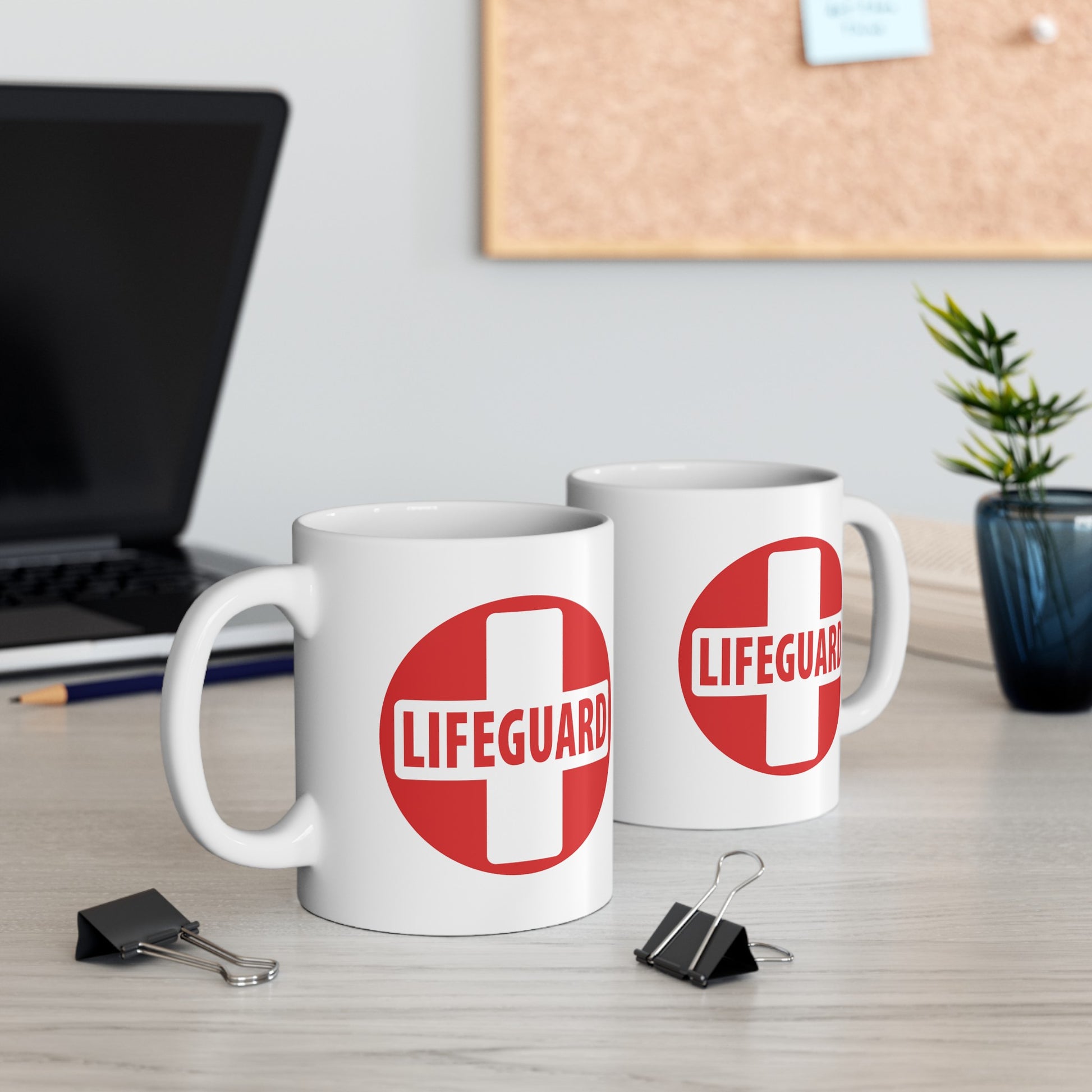 Lifeguard Coffee Mug - Double Sided White Ceramic 11oz by TheGlassyLass.com