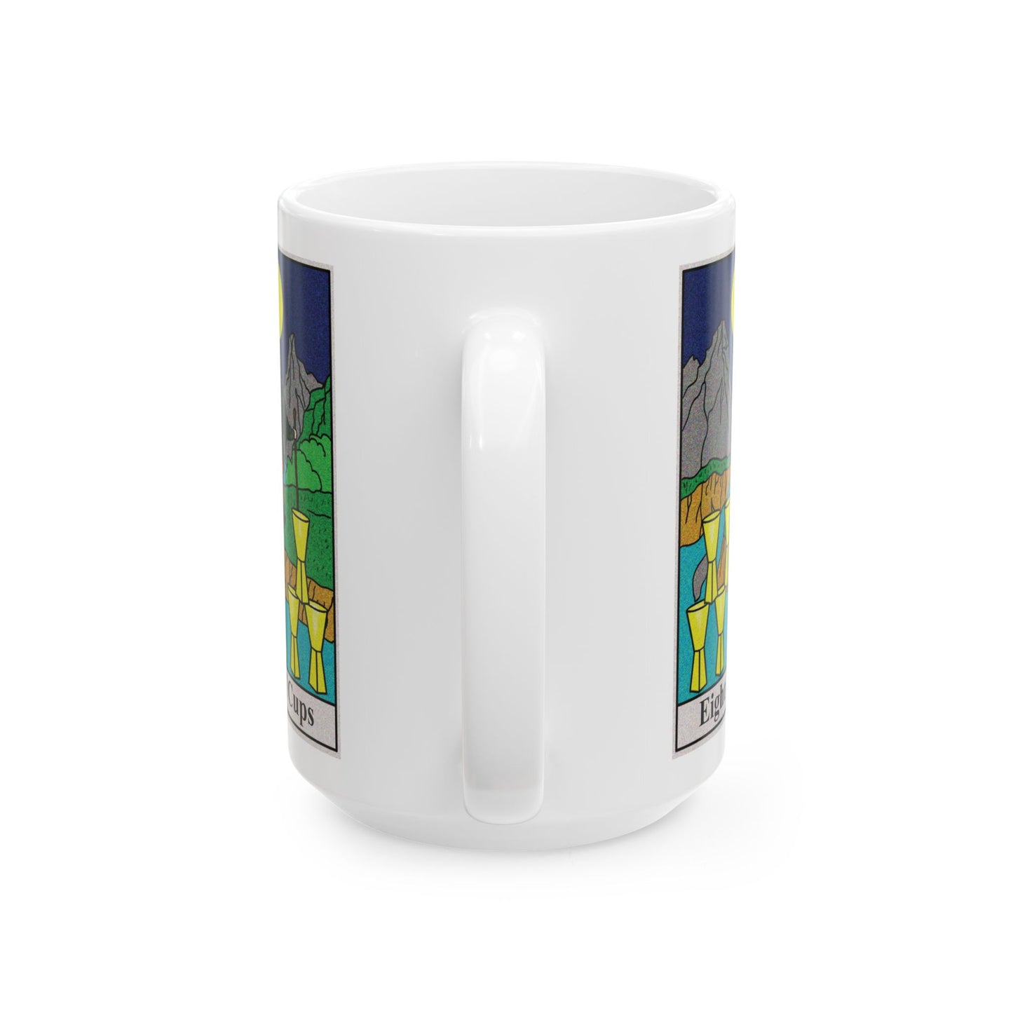 Eight of Cups Tarot Card Coffee Mug - Double Sided White Ceramic 15oz by TheGlassyLass.com
