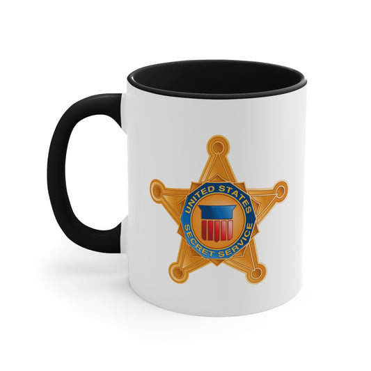 US Secret Service Coffee Mug - Double Sided Black Accent White Ceramic 11oz by TheGlassyLass