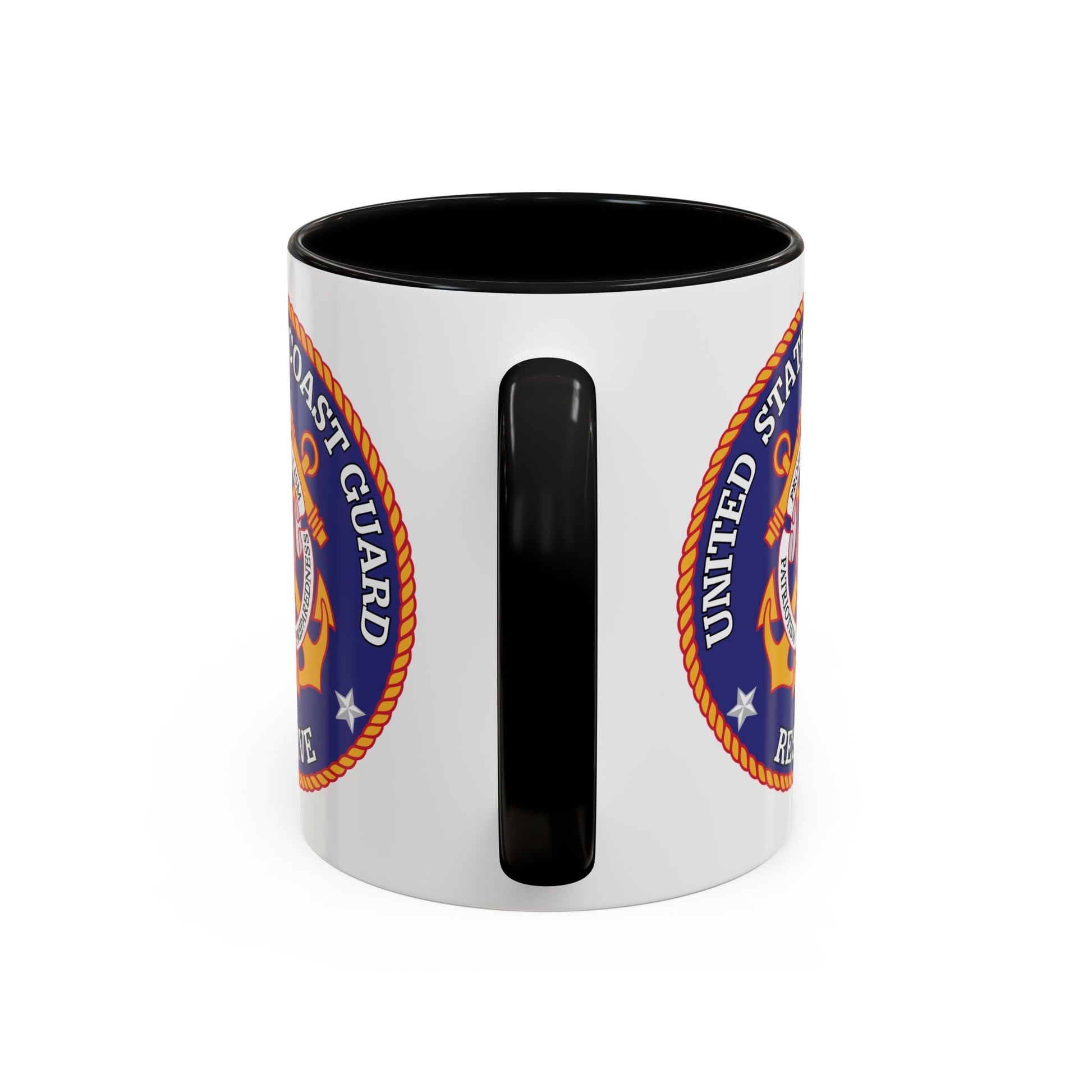 United States Coast Guard Reserve Seal Coffee Mug - Double Sided Print, Black Accent White Ceramic, 11oz by TheGlassyLass.com