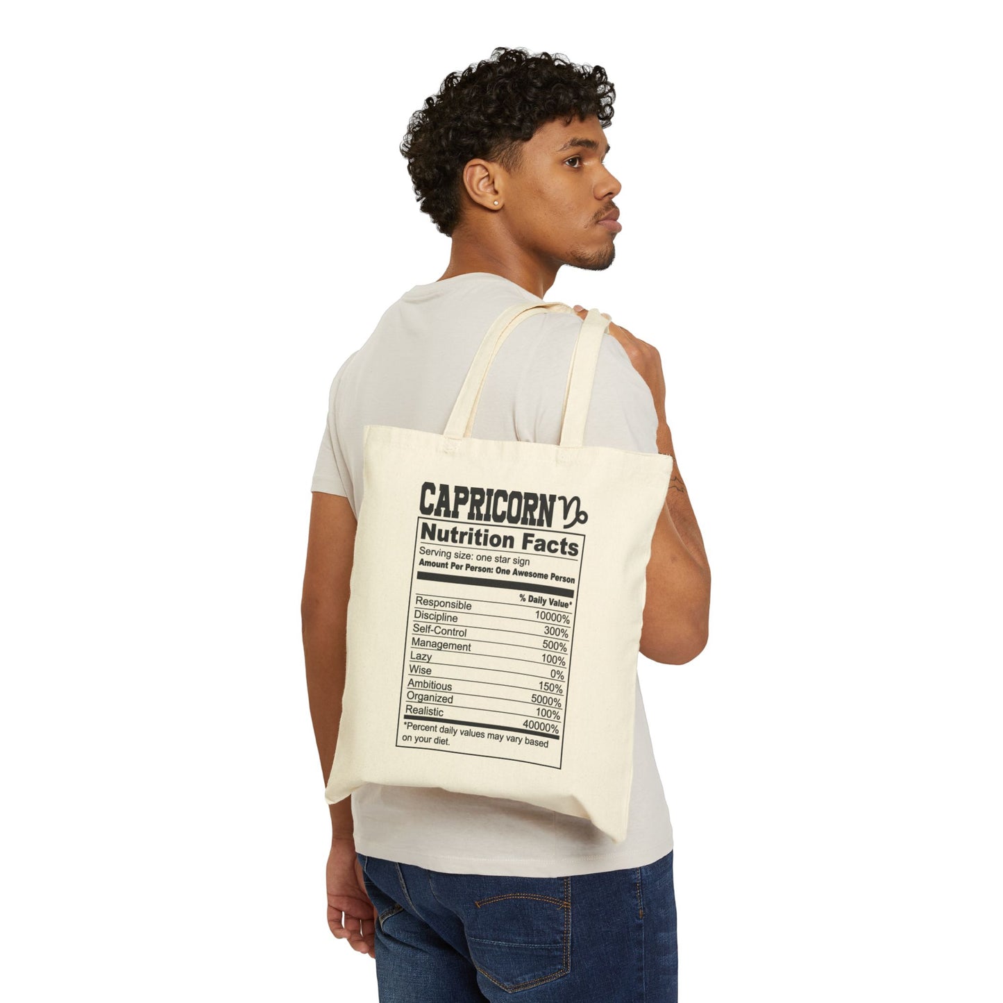 Capricorn Nutrition Facts Logo Tote Bag - Heavyweight 100% Cotton Canvas by TheGlassyLass.com
