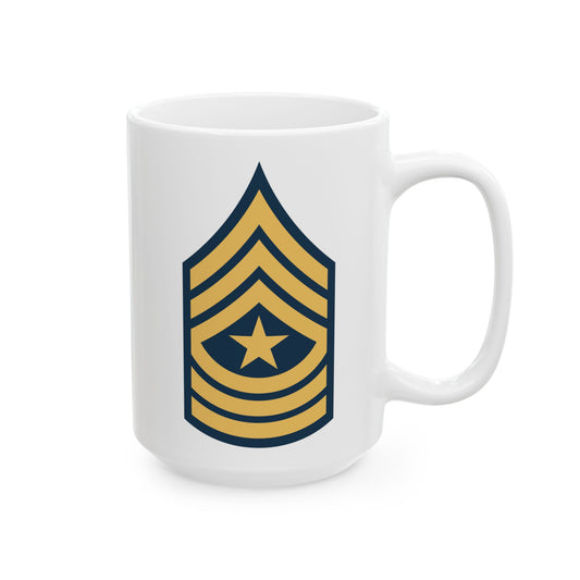 US Army Sergeant Major (E-9) Stripes Coffee Mug - Double Sided Print, White Ceramic, 15oz by TheGlassyLass.com
