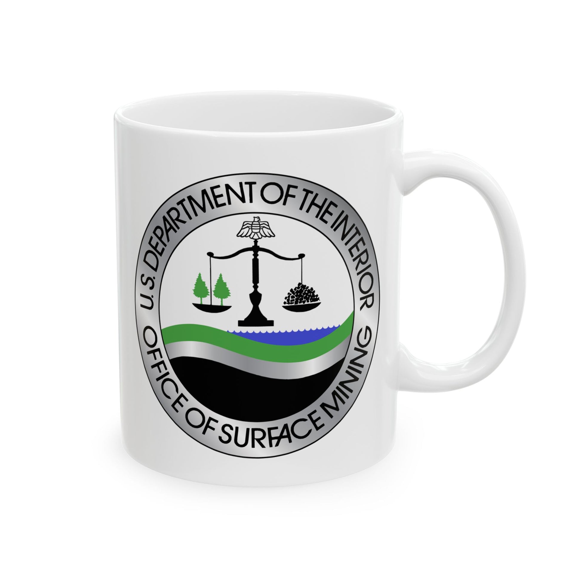 Department of the Interior Office of Surface Mining Seal Coffee Mug - Double Sided Print, White Ceramic, 11oz by TheGlassyLass.com