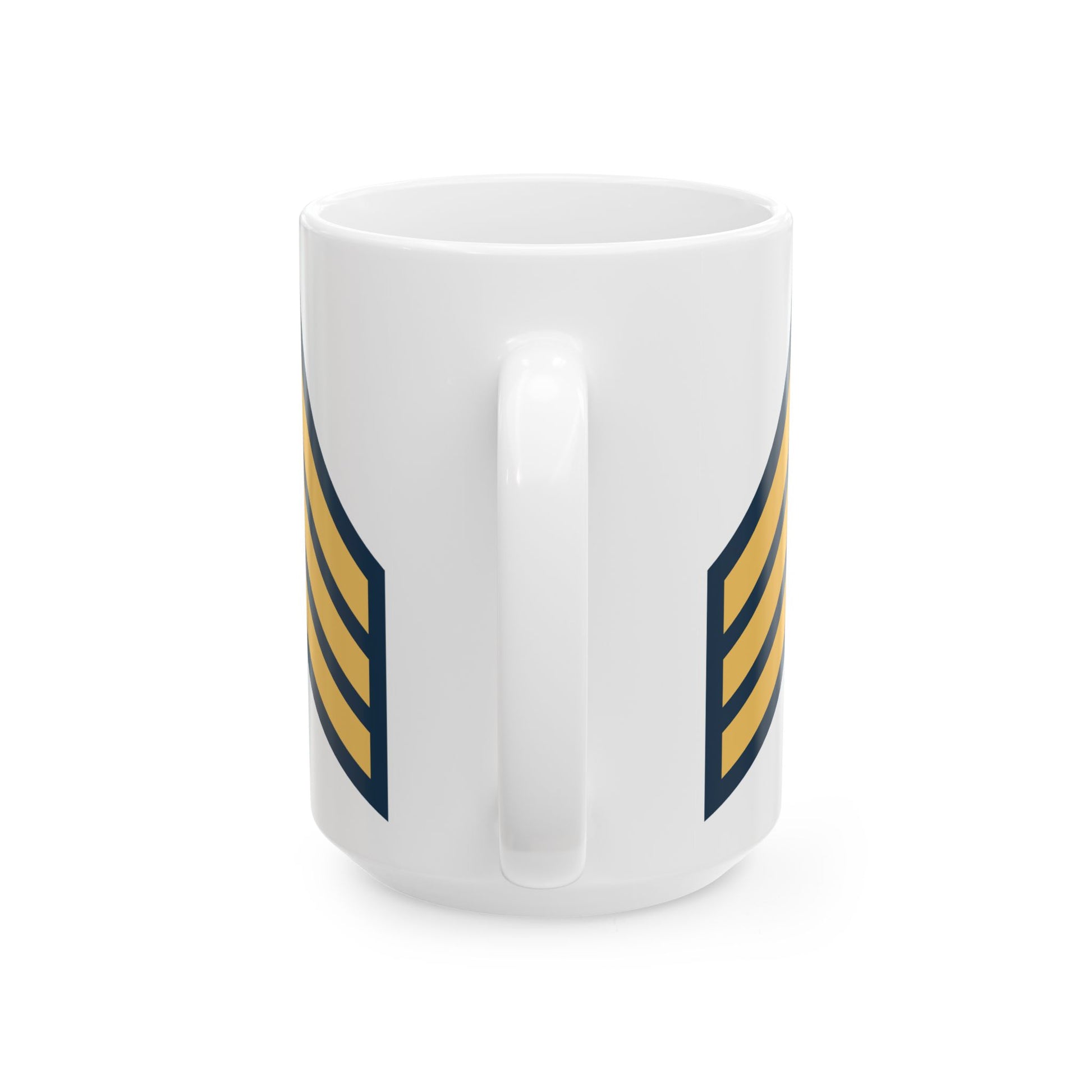 US Army Sergeant (E-5) Stripes Coffee Mug - Double Sided Print, White Ceramic, 15oz by TheGlassyLass.com