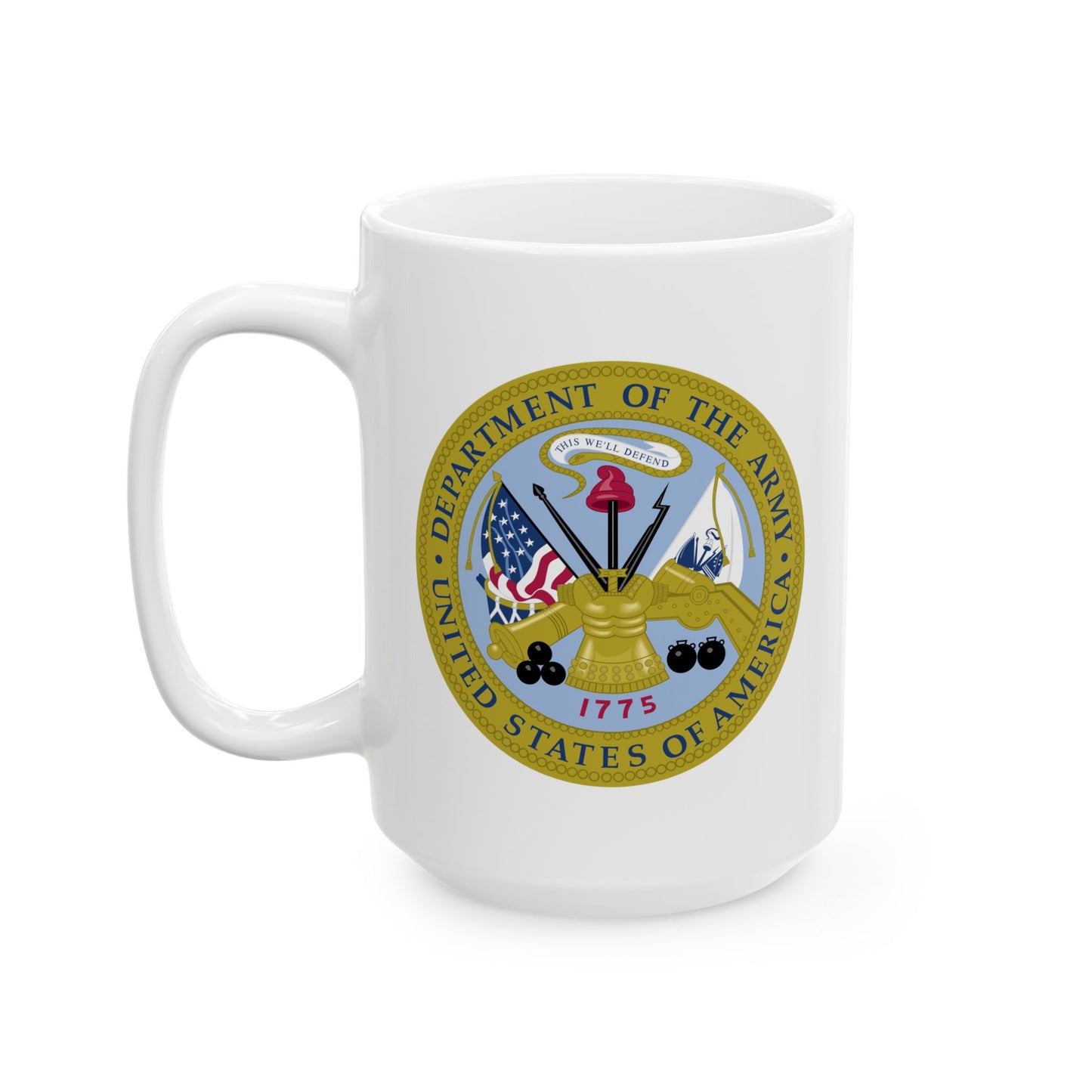 Department of the Army Seal Coffee Mug - Double Sided Print, White Ceramic, 15oz by TheGlassyLass.com