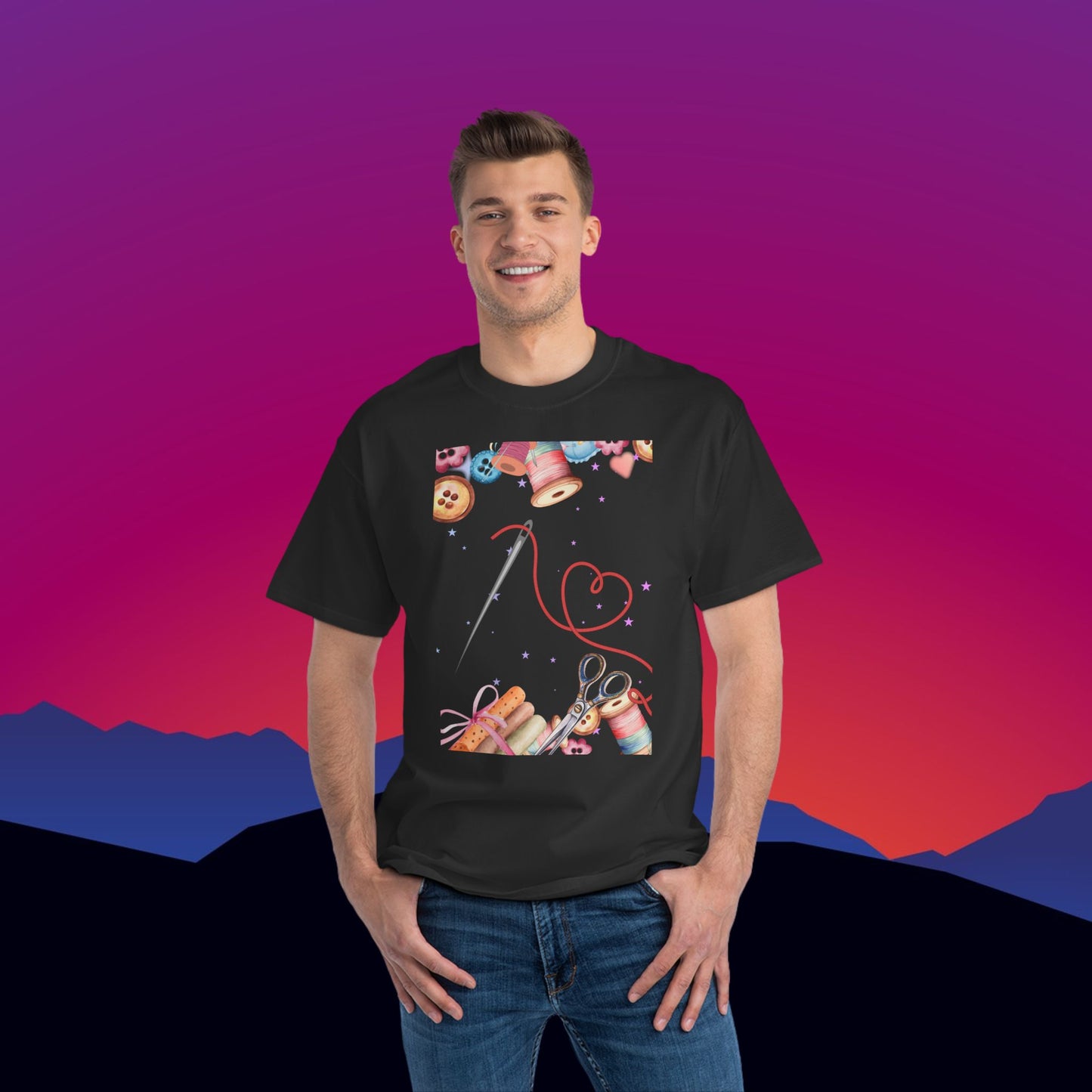 Seamstress Love T-Shirt: (Hanes Beefy-T 100% Preshrunk Cotton Custom Printed by TheGlassyLass.com