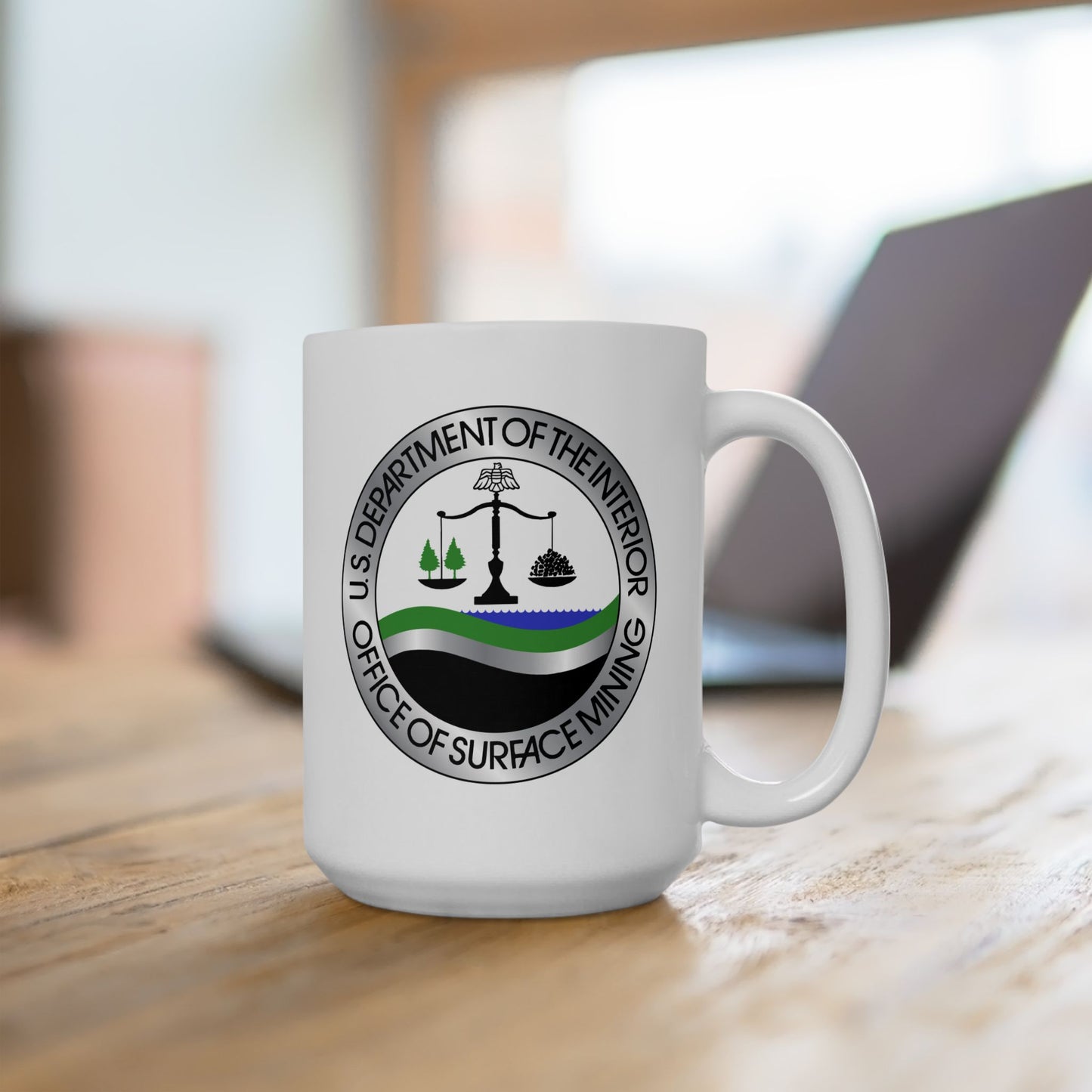 Department of the Interior Office of Surface Mining Seal Coffee Mug - Double Sided White Ceramic 15oz by TheGlassyLass.com