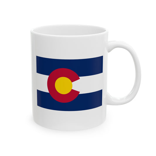 Colorado State Flag - Double Sided White Ceramic Coffee Mug 11oz by TheGlassyLass.com