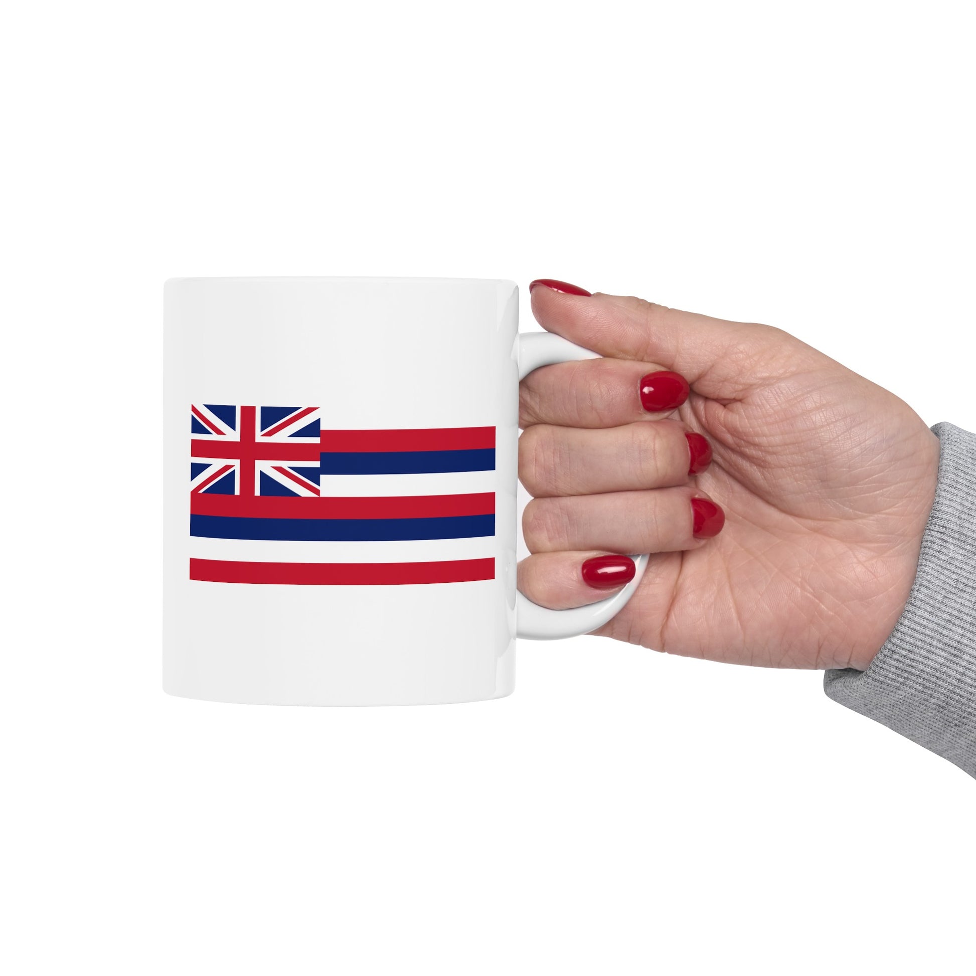 Hawaii State Flag - Double Sided White Ceramic Coffee Mug 11oz by TheGlassyLass.com