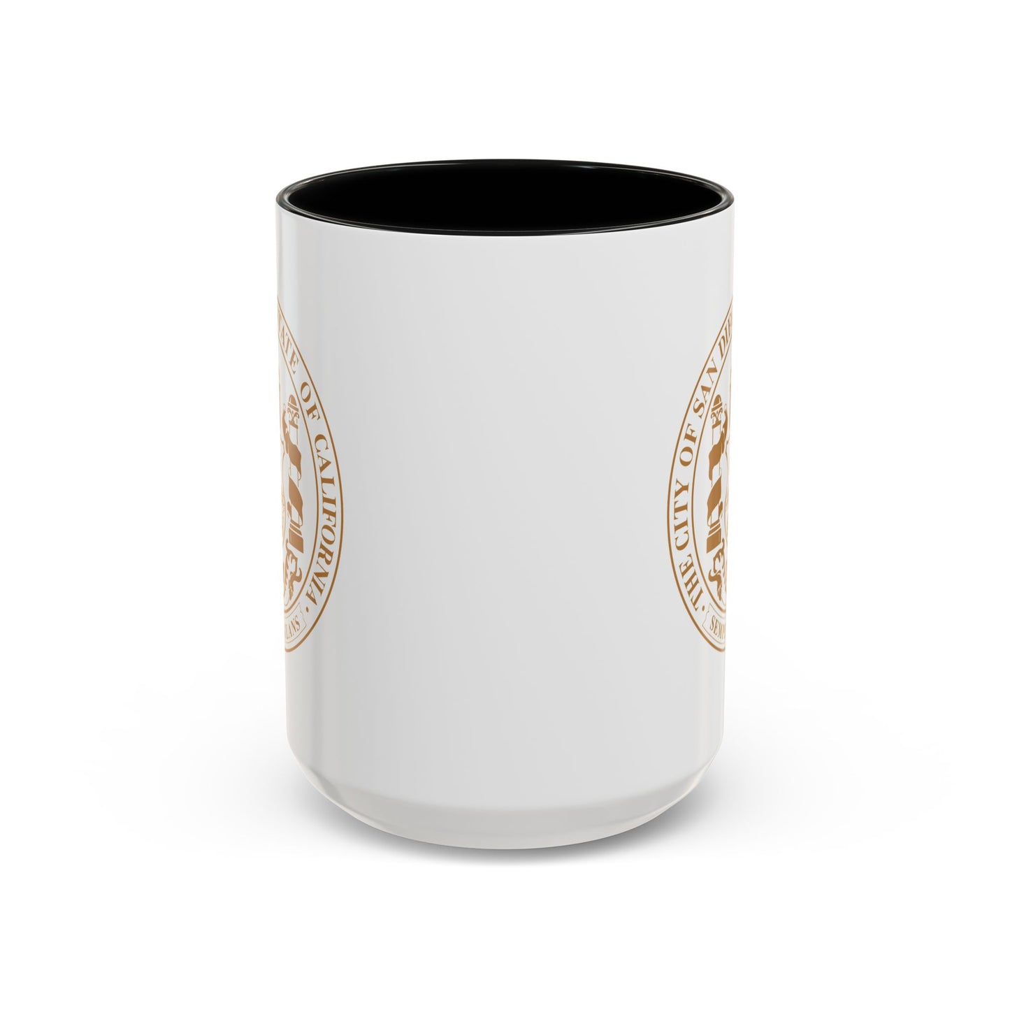 City of San Diego Seal Coffee Mug - Double Sided Print, Black Accent White Ceramic, 15oz by TheGlassyLass.com