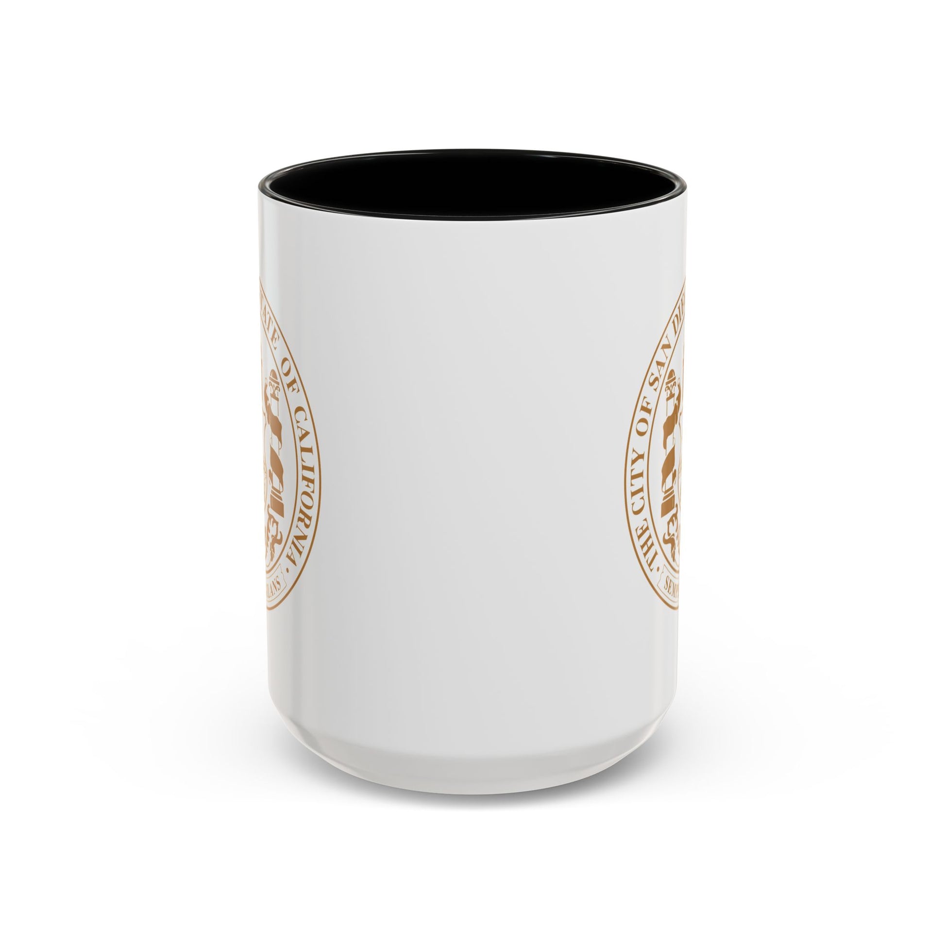 City of San Diego Seal Coffee Mug - Double Sided Print, Black Accent White Ceramic, 15oz by TheGlassyLass.com