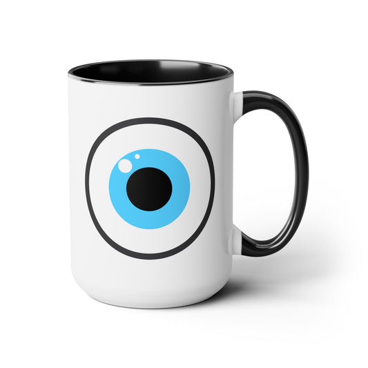 Eye on You Coffee Mug - Double Sided Black Accent White Ceramic 15oz by TheGlassyLass.com
