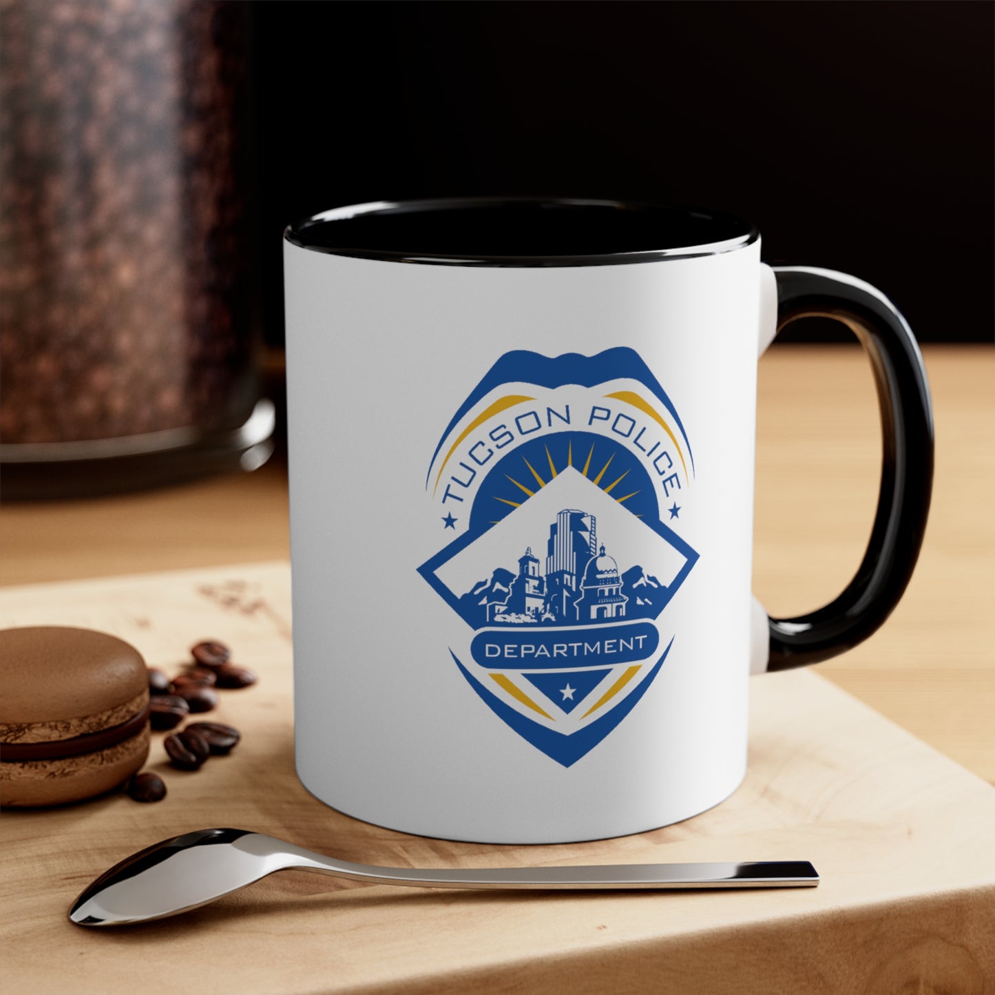 Tucson Police Coffee Mug - Double Sided Black Accent White Ceramic 11oz by TheGlassyLass.com