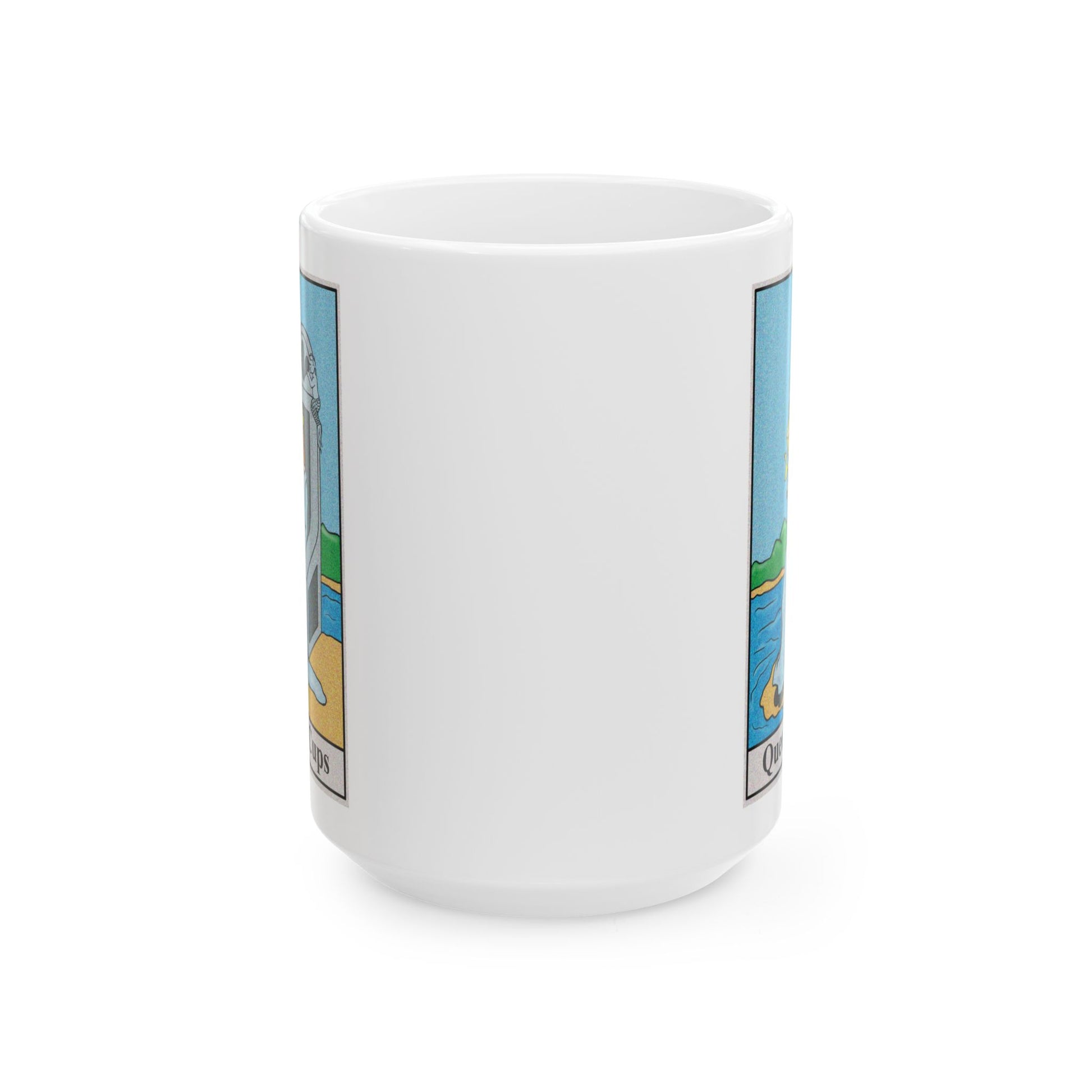 Queen of Cups Tarot Card Coffee Mug - Double Sided White Ceramic 15oz by TheGlassyLass.com