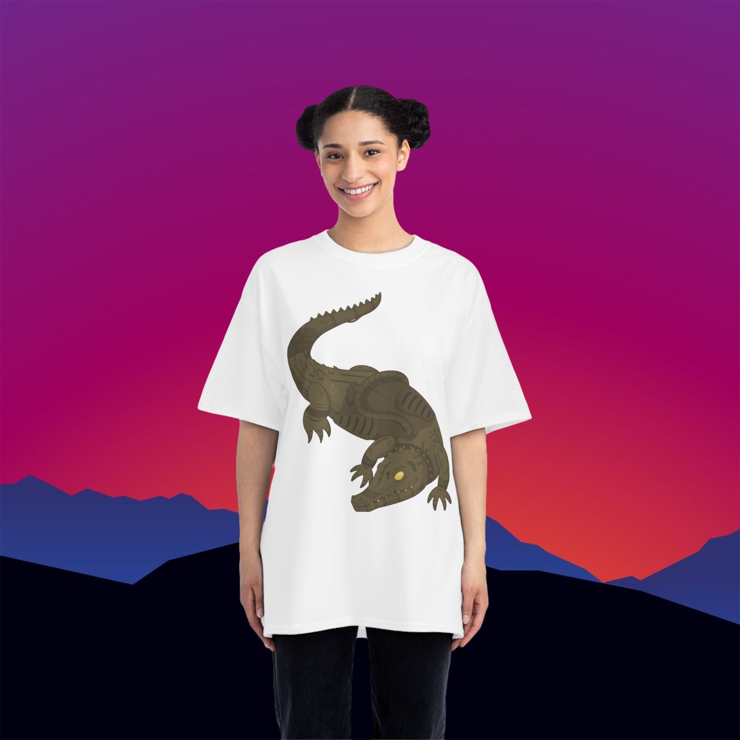 Steampunk Alligator T-Shirt: (Hanes Beefy-T 100% Preshrunk Cotton Custom Printed by TheGlassyLass.com