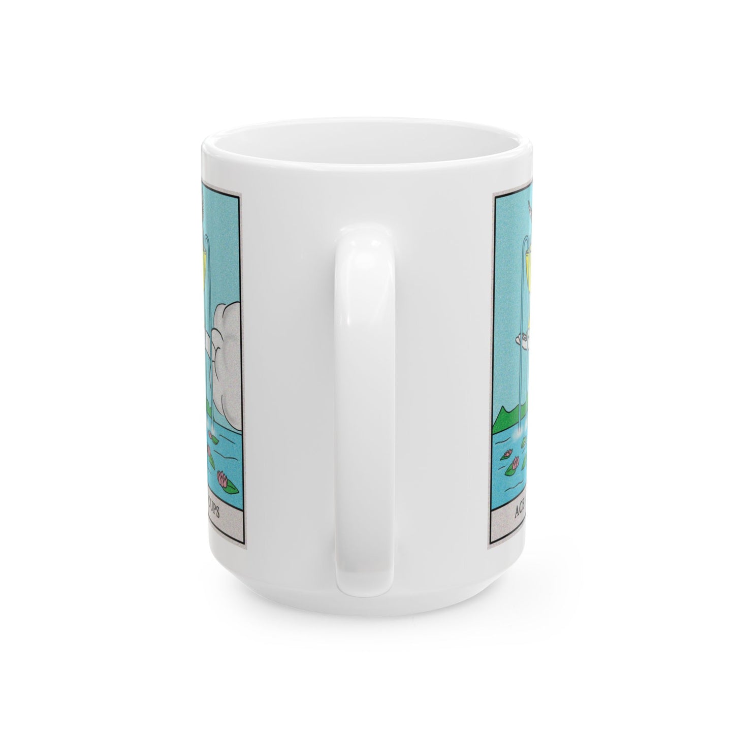 Ace of Cups Tarot Card Coffee Mug - Double Sided White Ceramic 15oz by TheGlassyLass