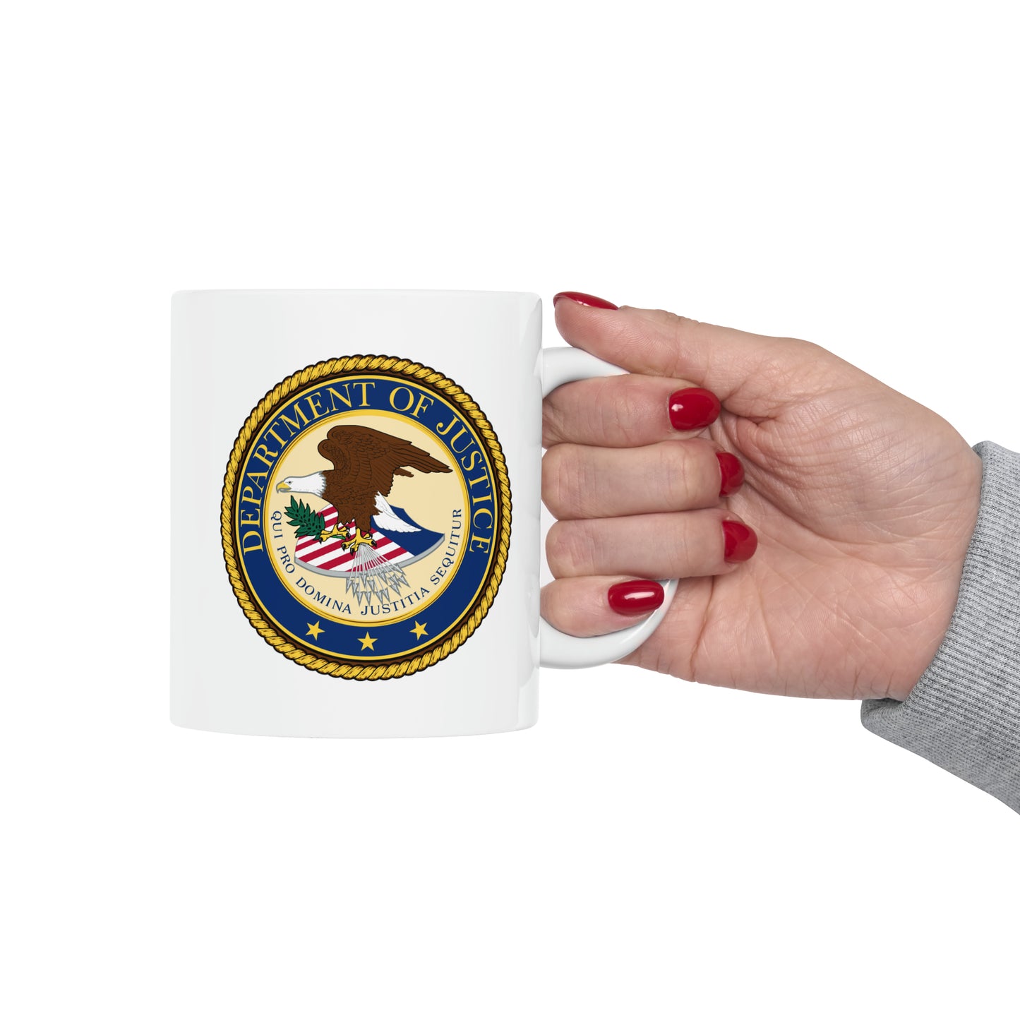 Department of Justice Coffee Mug - Double Sided White Ceramic 11oz by TheGlassyLass.com