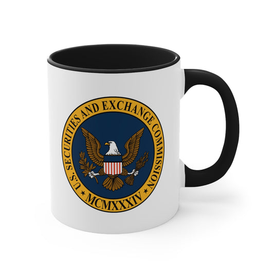 SEC Logo Coffee Mug - Double Sided Black Accent White Ceramic 11oz by TheGlassyLass.com