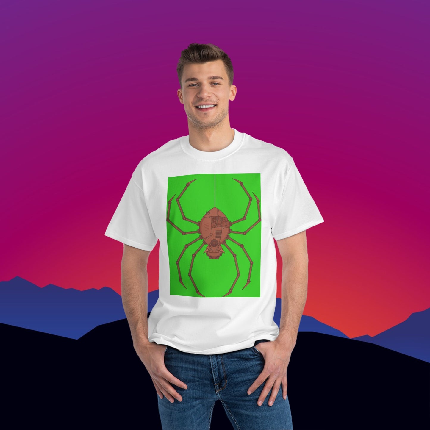 Steampunk Spider T-Shirt: (Hanes Beefy-T 100% Preshrunk Cotton Custom Printed by TheGlassyLass.com