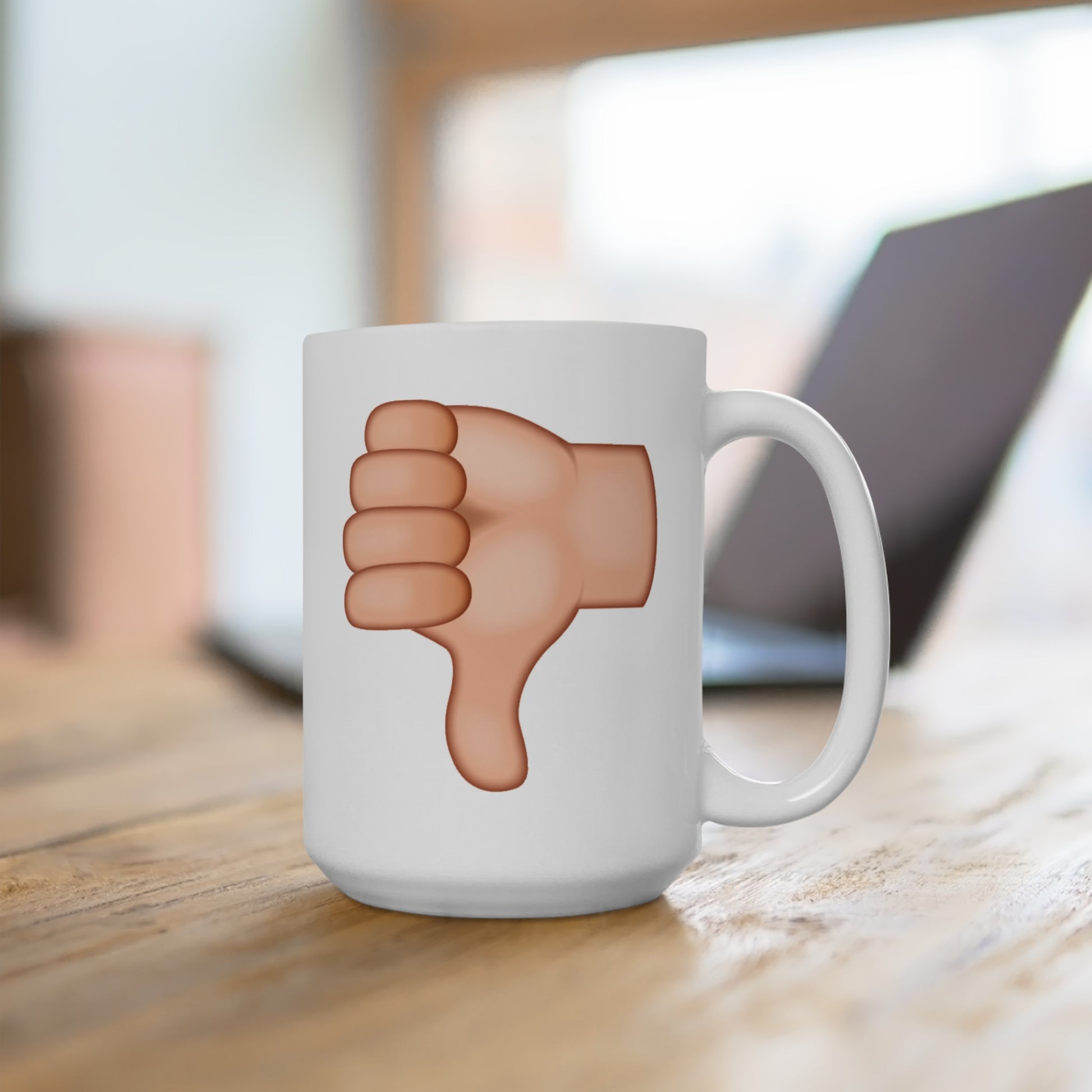 Thumb Up Thumb Down Coffee Mug - Double Sided White Ceramic 15oz by TheGlassyLass.com