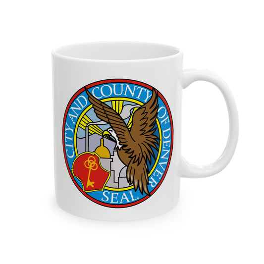 Denver City/County Coffee Mug - Double Sided Print, White Ceramic, 11oz by TheGlassyLass.com