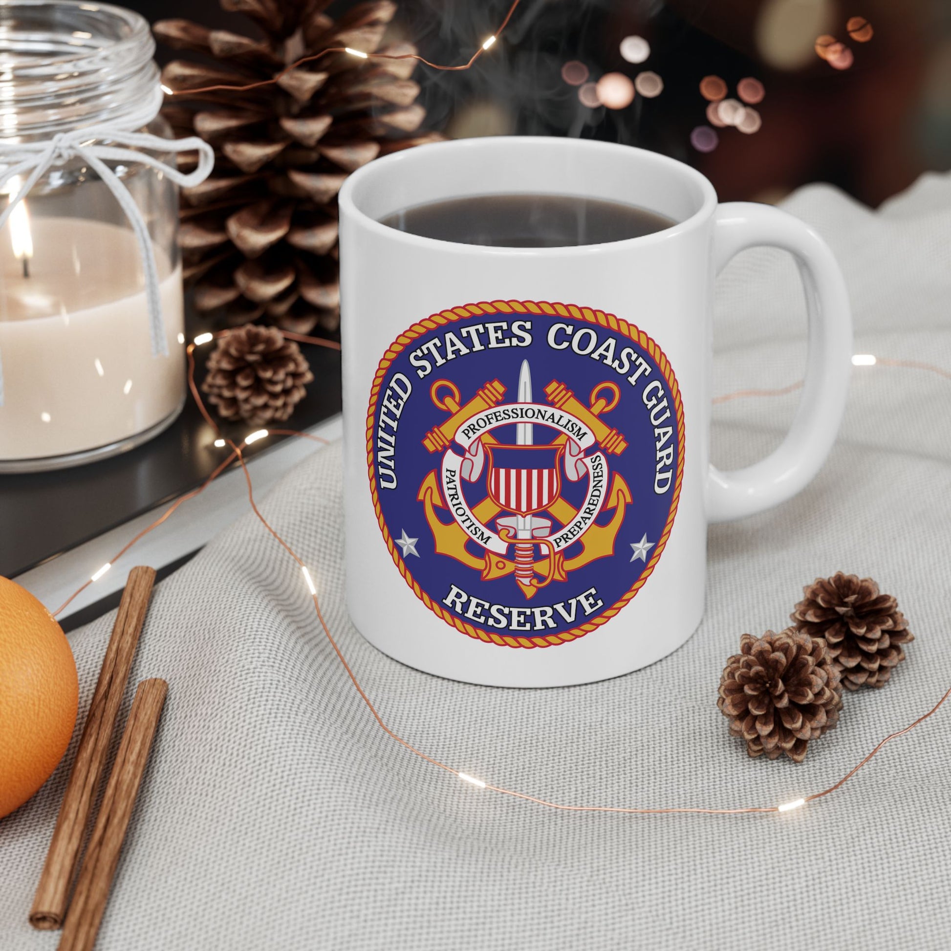 United States Coast Guard Reserve Seal Coffee Mug - Double Sided Print, White Ceramic, 11oz by TheGlassyLass.com