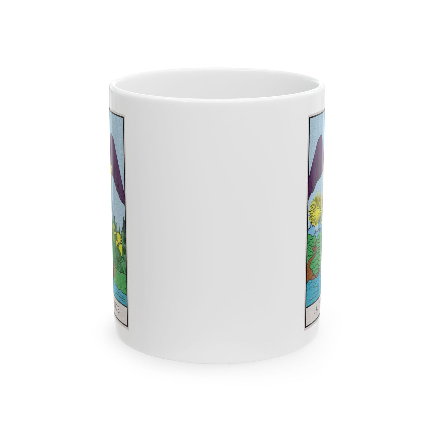 Temperance Tarot Card Coffee Mug - Double Sided Print, White Ceramic, 11oz by TheGlassyLass.com