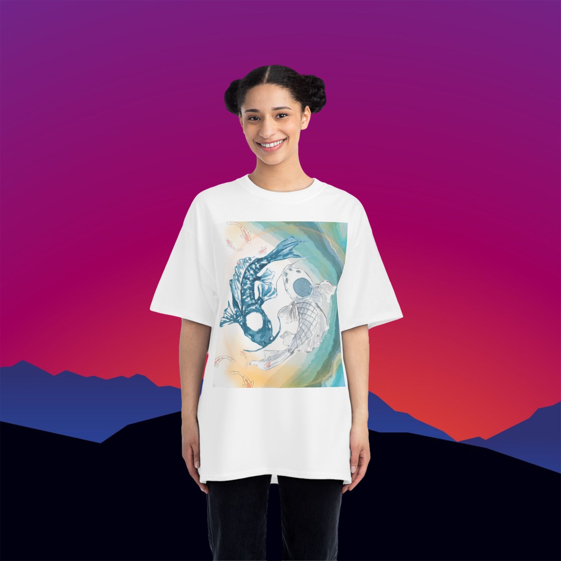 Playing Koi T-Shirt: (Hanes Beefy-T 100% Preshrunk Cotton Custom Printed by TheGlassyLass.com