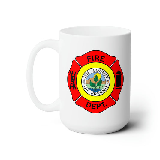 Fresno Fire Department Coffee Mug - Double Sided White Ceramic 15oz by TheGlassyLass.com
