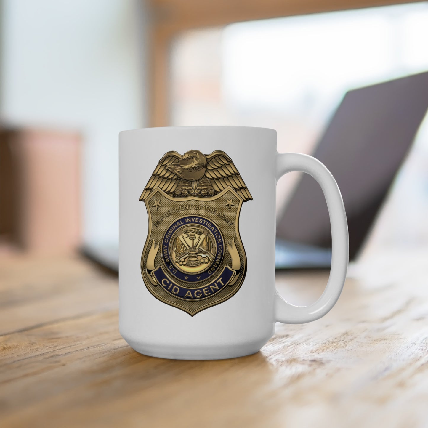 Army CID Agent Badge Coffee Mug - Double Sided White Ceramic 15oz by TheGlassyLass.com