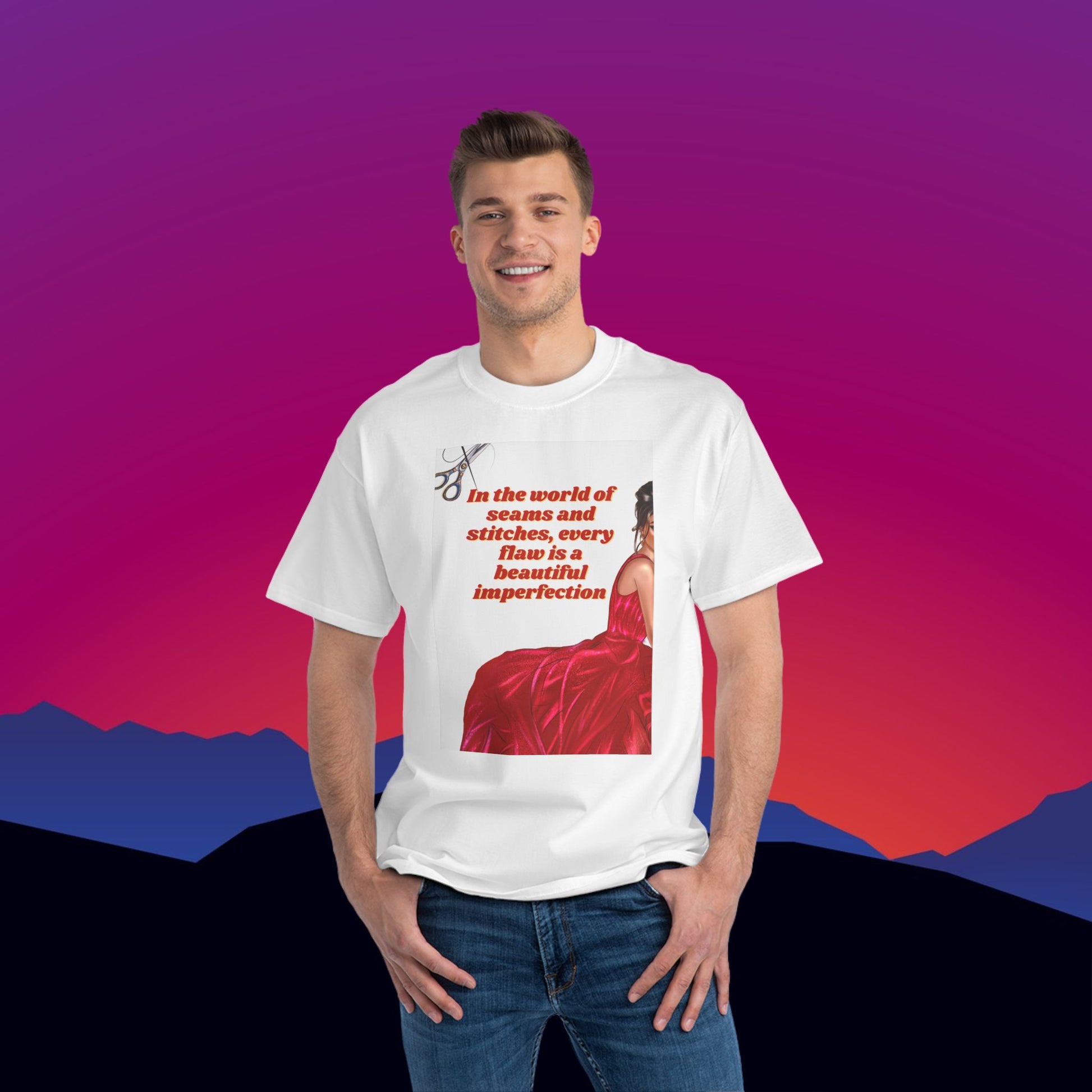 Beautiful Imperfection T-Shirt: (Hanes Beefy-T 100% Preshrunk Cotton Custom Printed by TheGlassyLass.com
