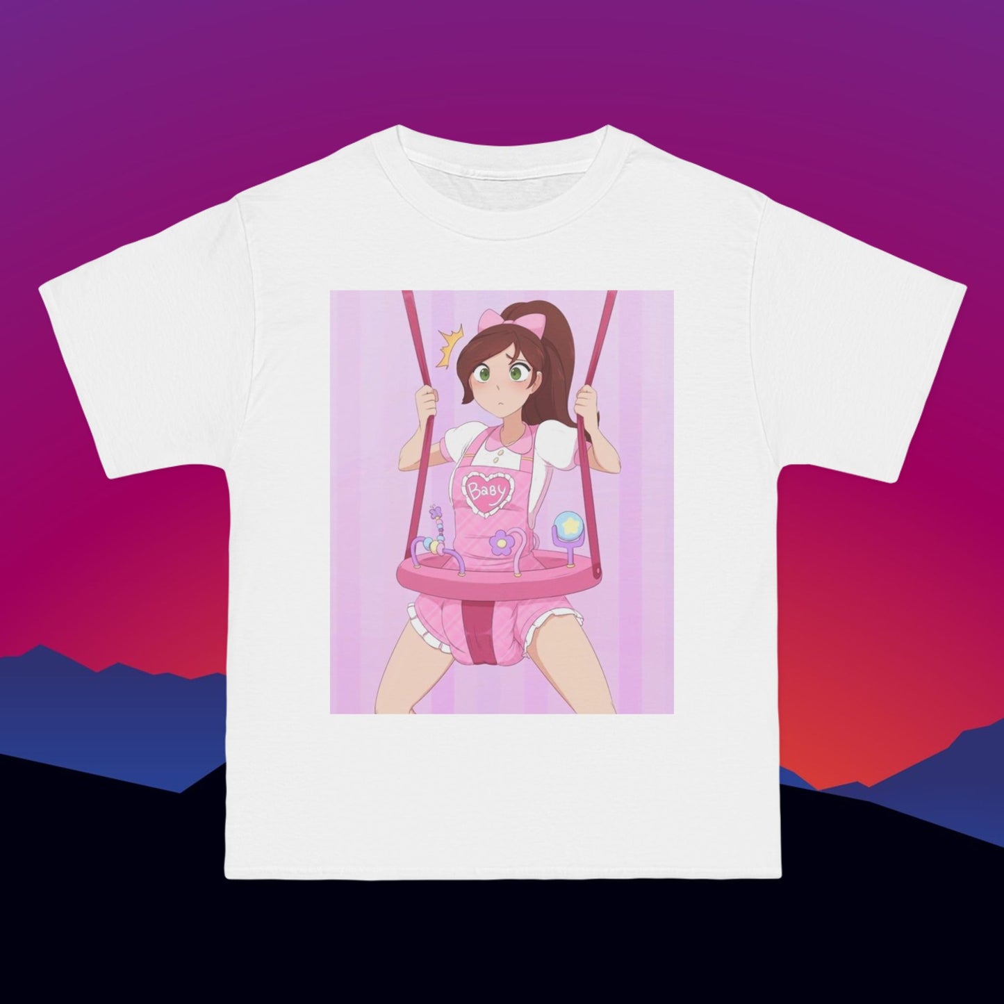 Bouncy Bounce Baby Girl ABDL T-Shirt: (Hanes Beefy-T 100% Preshrunk Cotton Custom Printed by TheGlassyLass.com