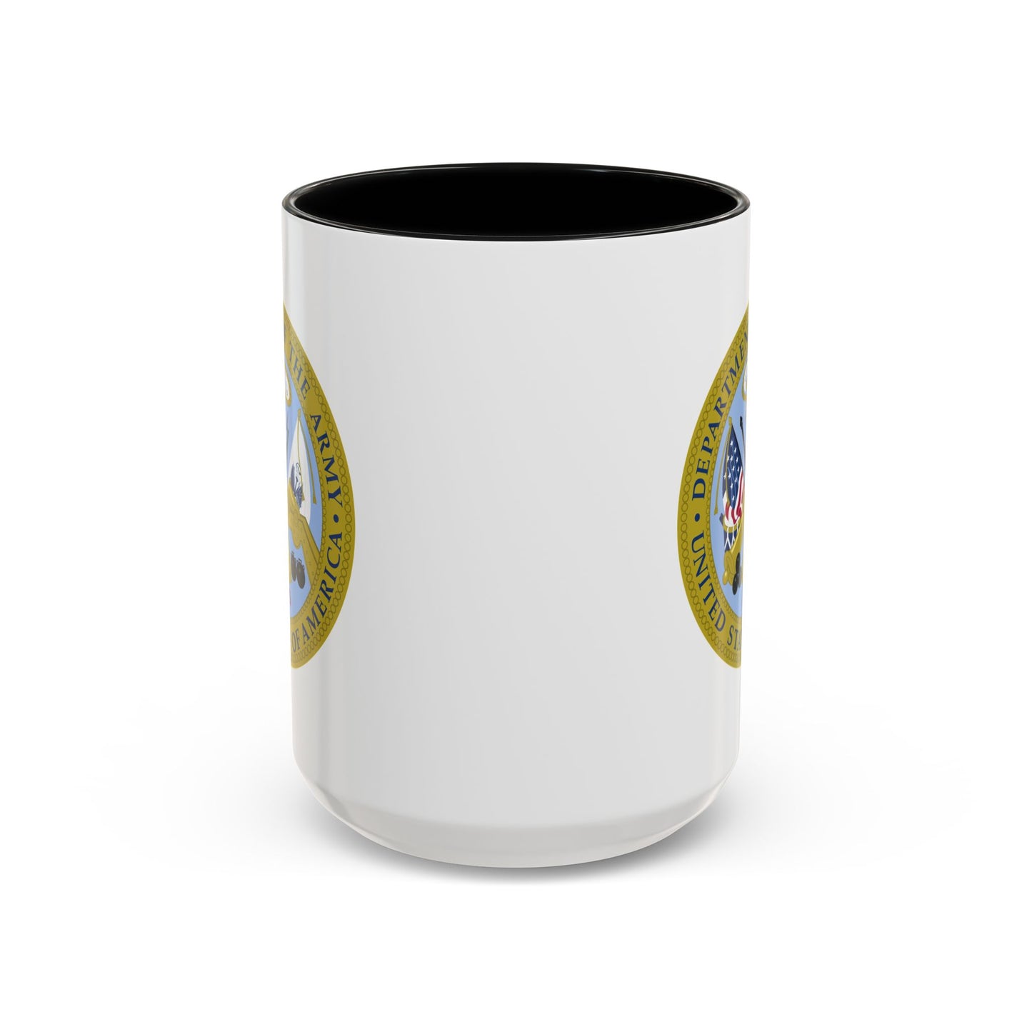 Department of the Army Seal Coffee Mug - Double Sided Print, Black Accent White Ceramic, 15oz by TheGlassyLass.com